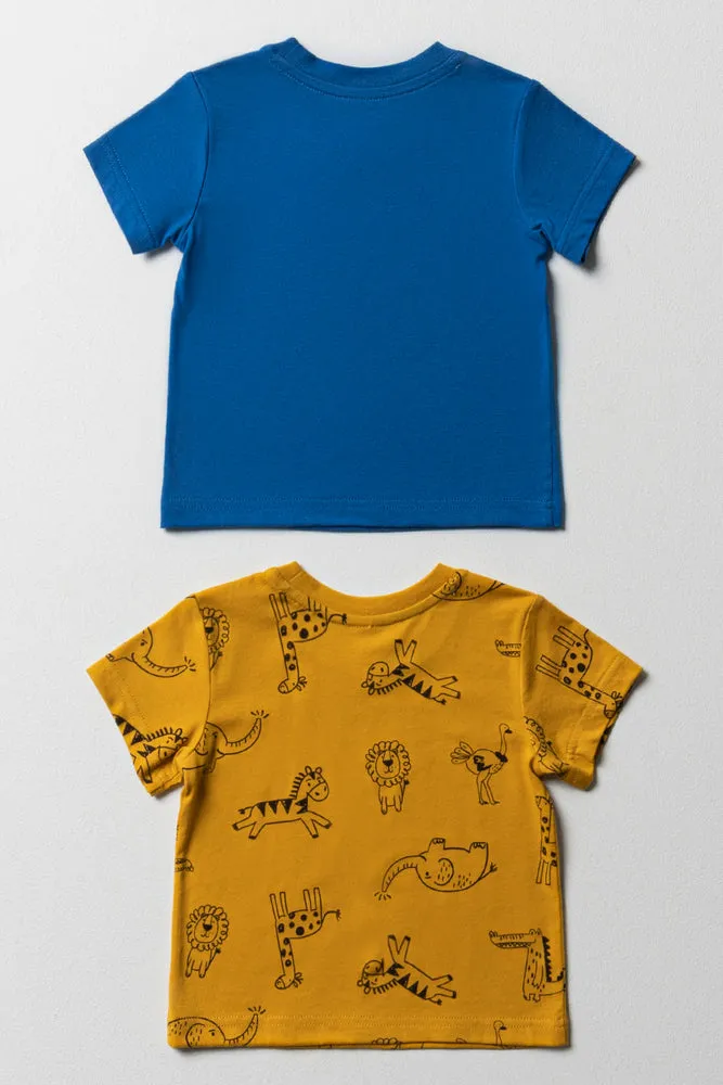 2 Pack Short Sleeve T-Shirts Blue & Yellow