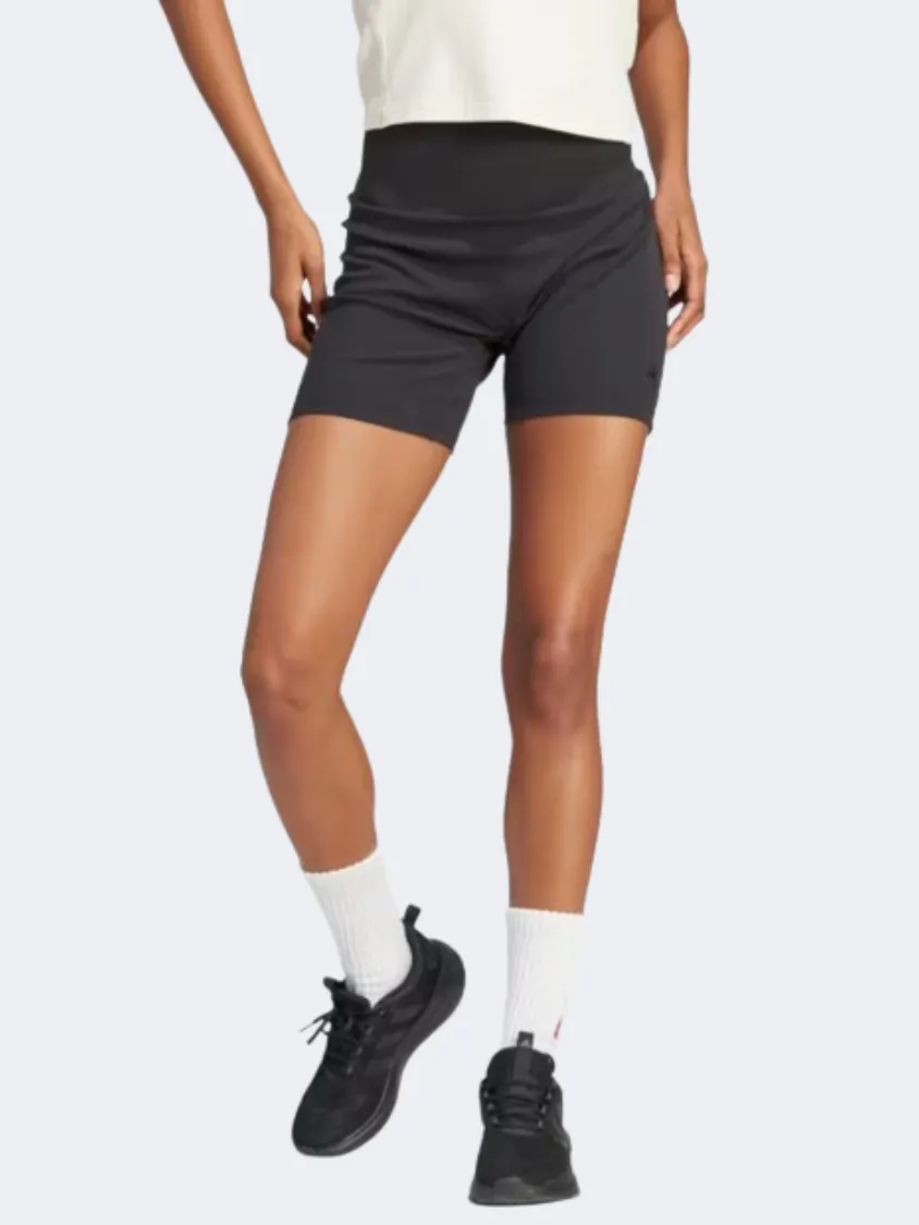 Adidas Lounge Ribbed Biker Women Sportswear Short Black