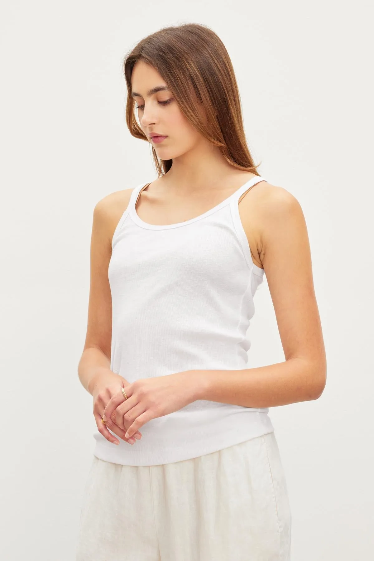 ALIZA RIBBED COTTON LAYERING TANK