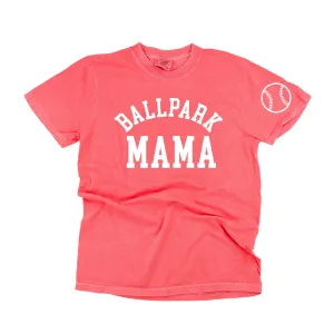 Ballpark Mama - Baseball Detail on Sleeve - SHORT SLEEVE COMFORT COLORS TEE