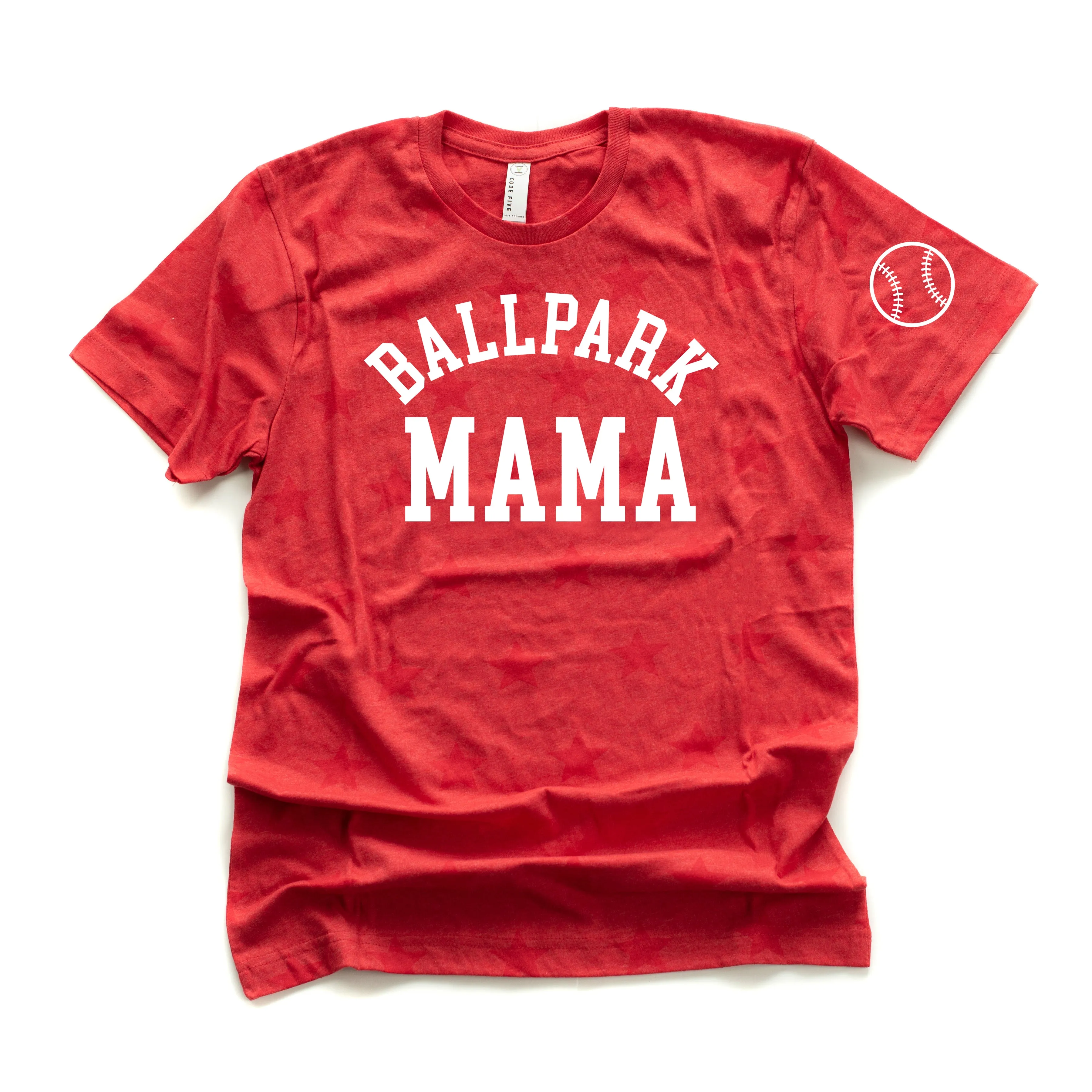 Ballpark Mama - Baseball Detail on Sleeve - Unisex STAR Tee