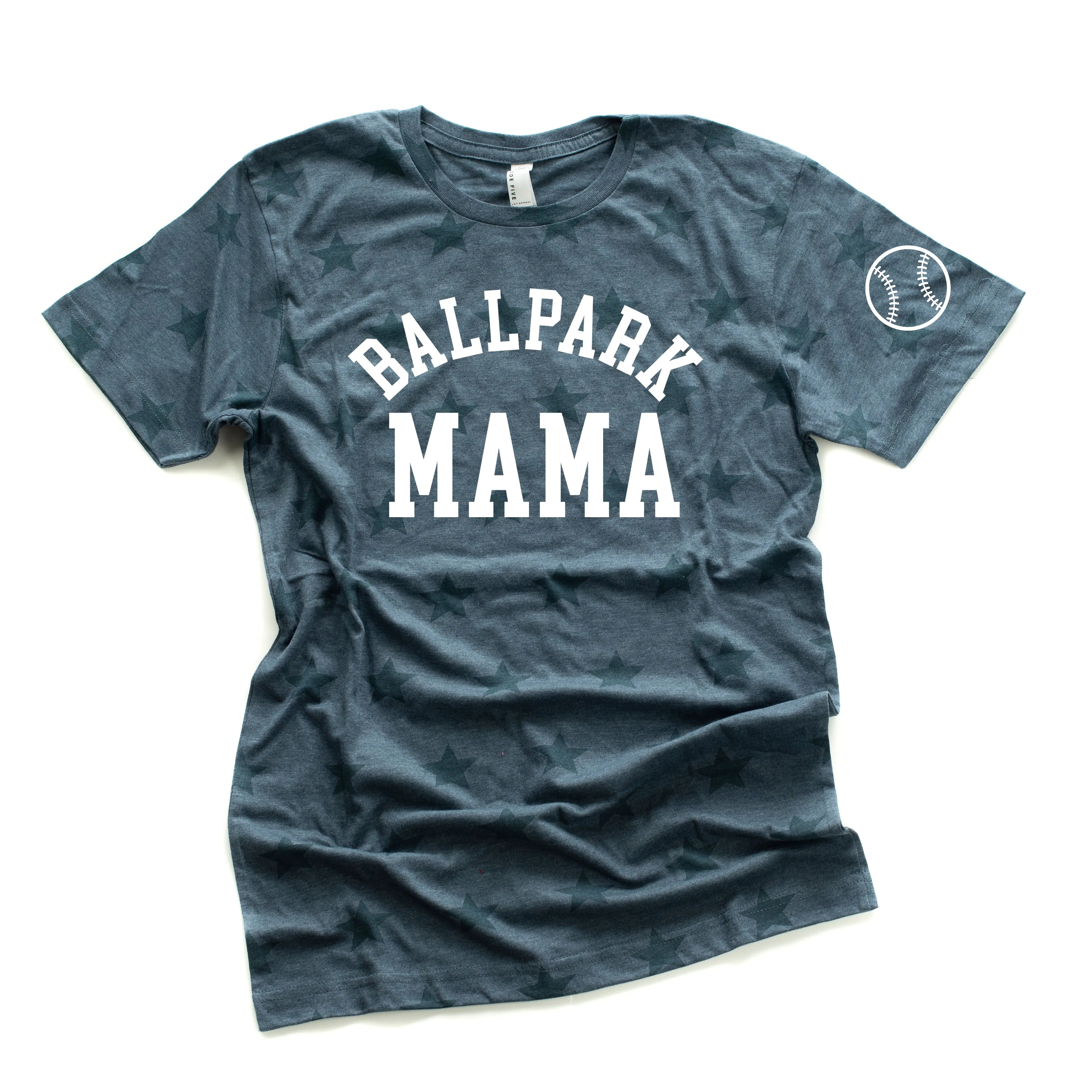 Ballpark Mama - Baseball Detail on Sleeve - Unisex STAR Tee