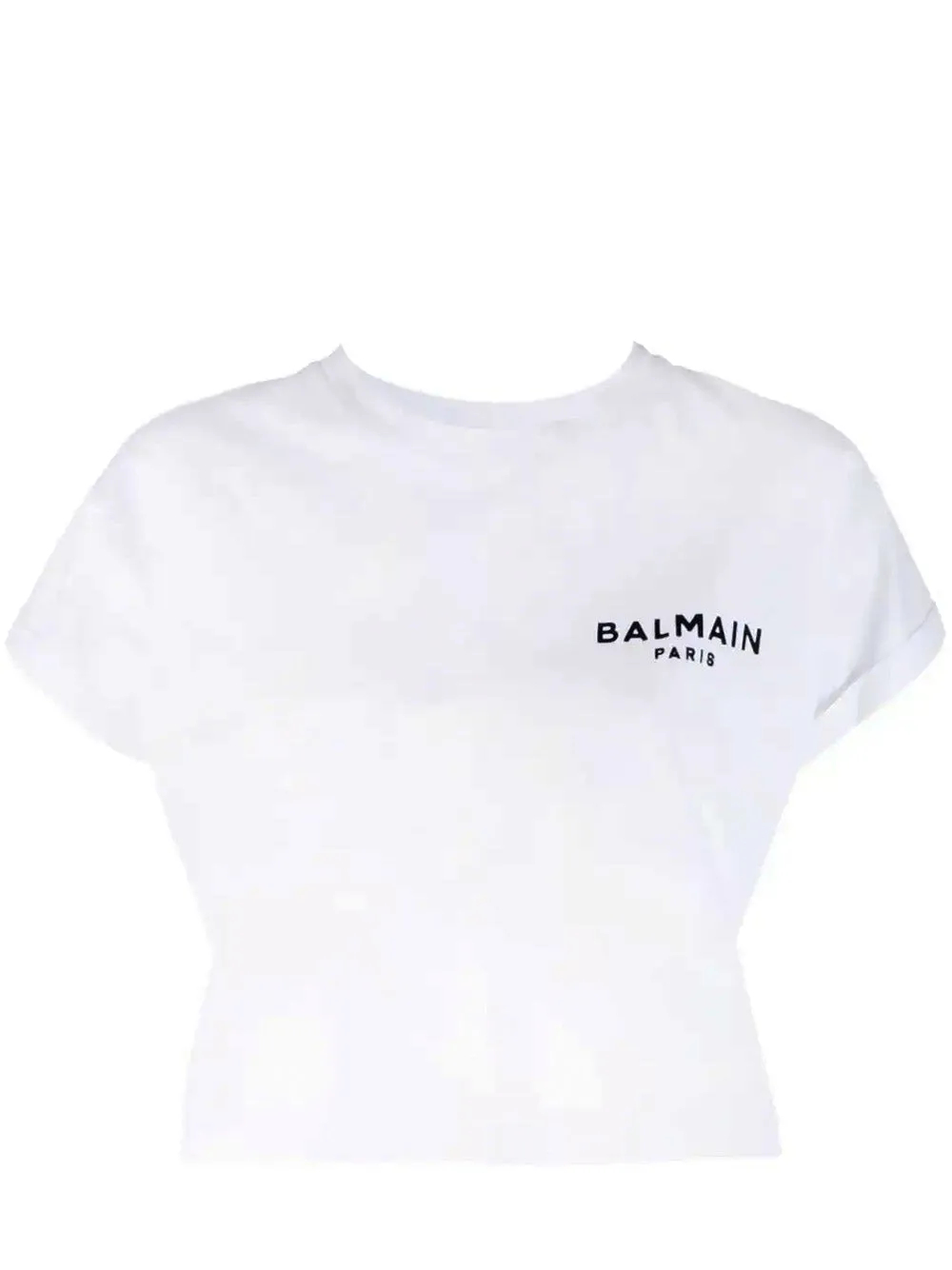 Balmain Flock Detail Cropped Tee