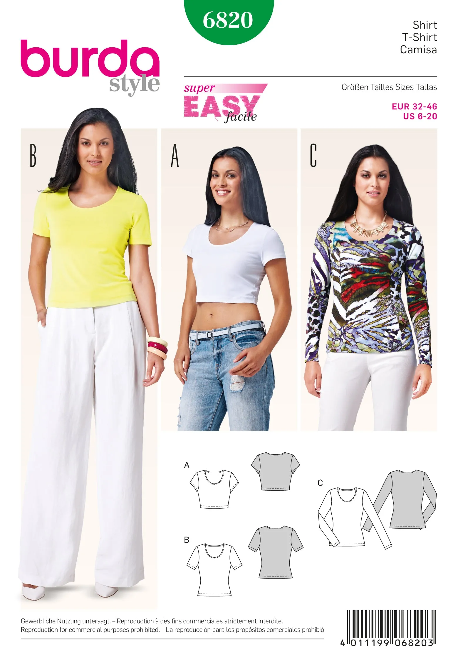 Burda Knit Tops and T-shirts 6820