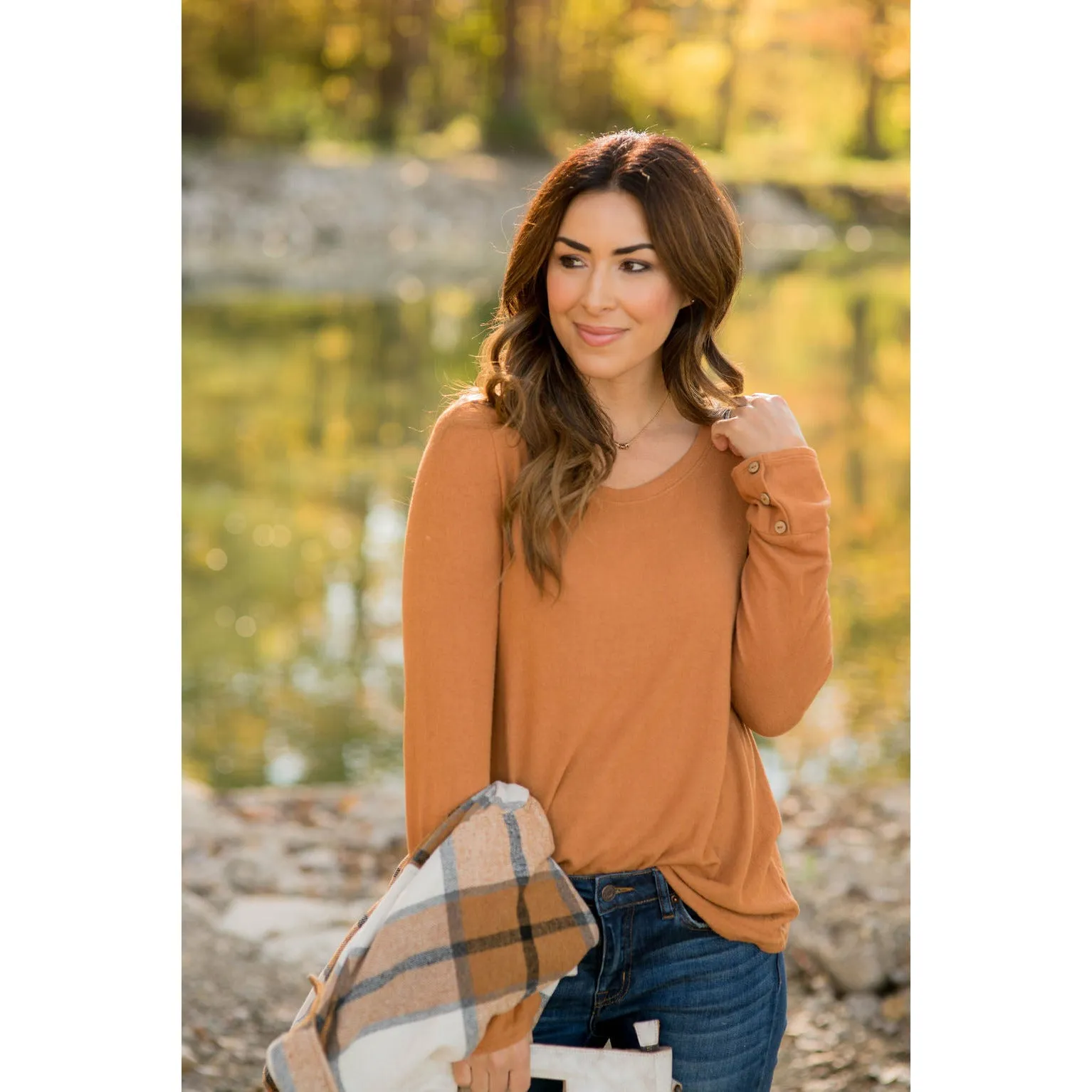 Button Cuff Long Sleeve Tee