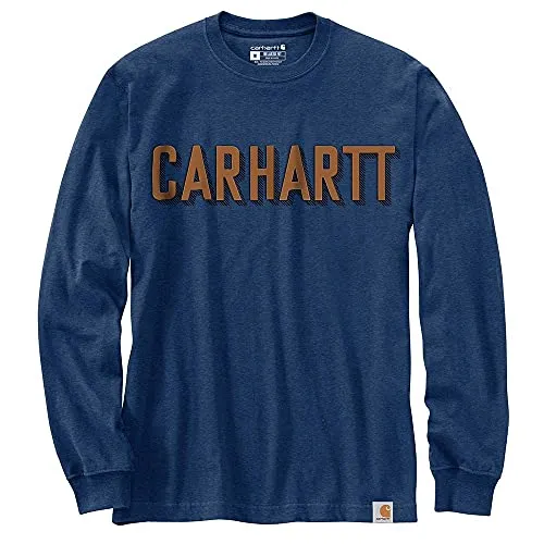 Carhartt 104891 Men's Relaxed Fit Heavyweight Long-Sleeve Block Logo Graphic T-