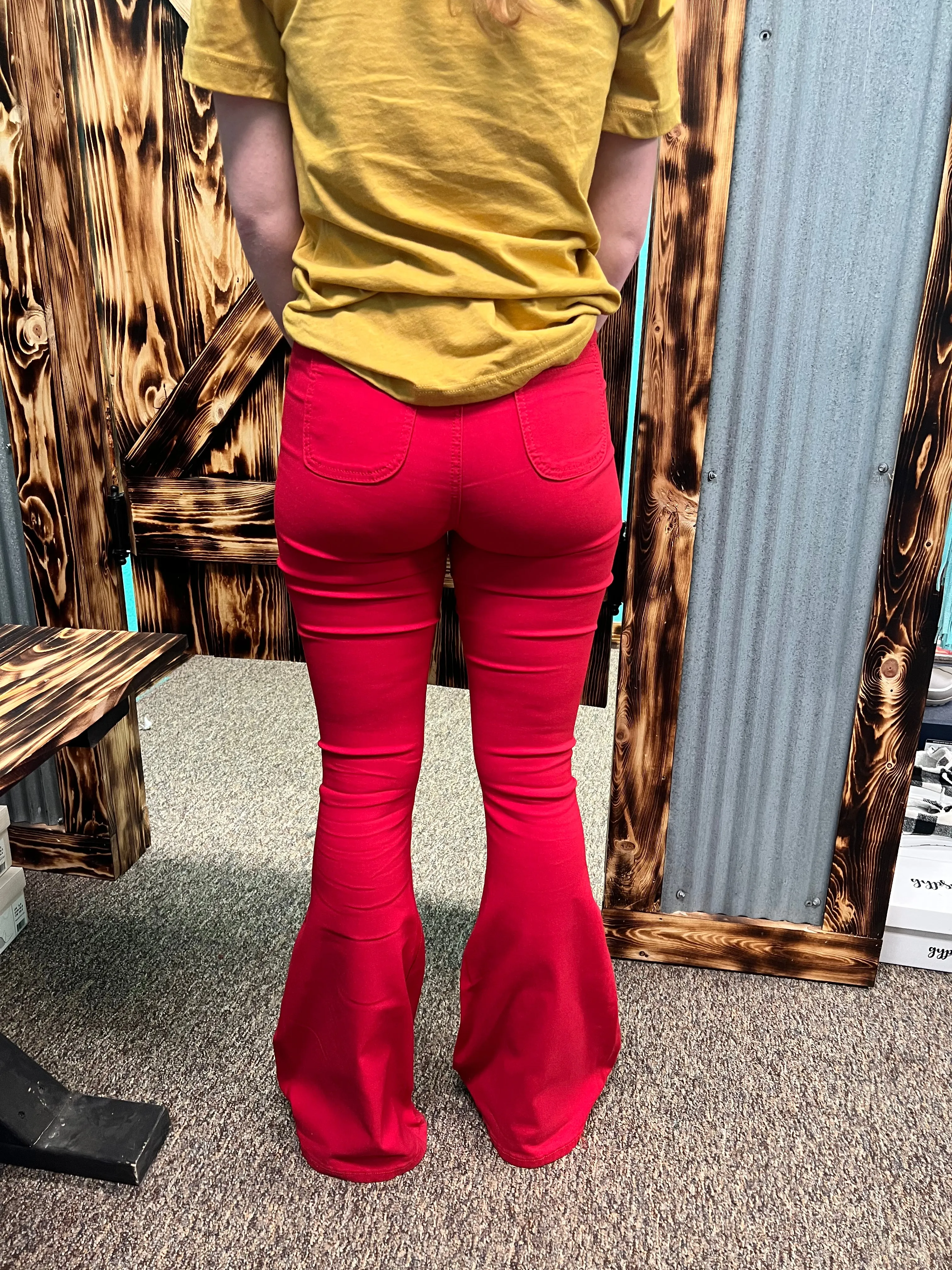 Carly Hi Rise Flares- Red