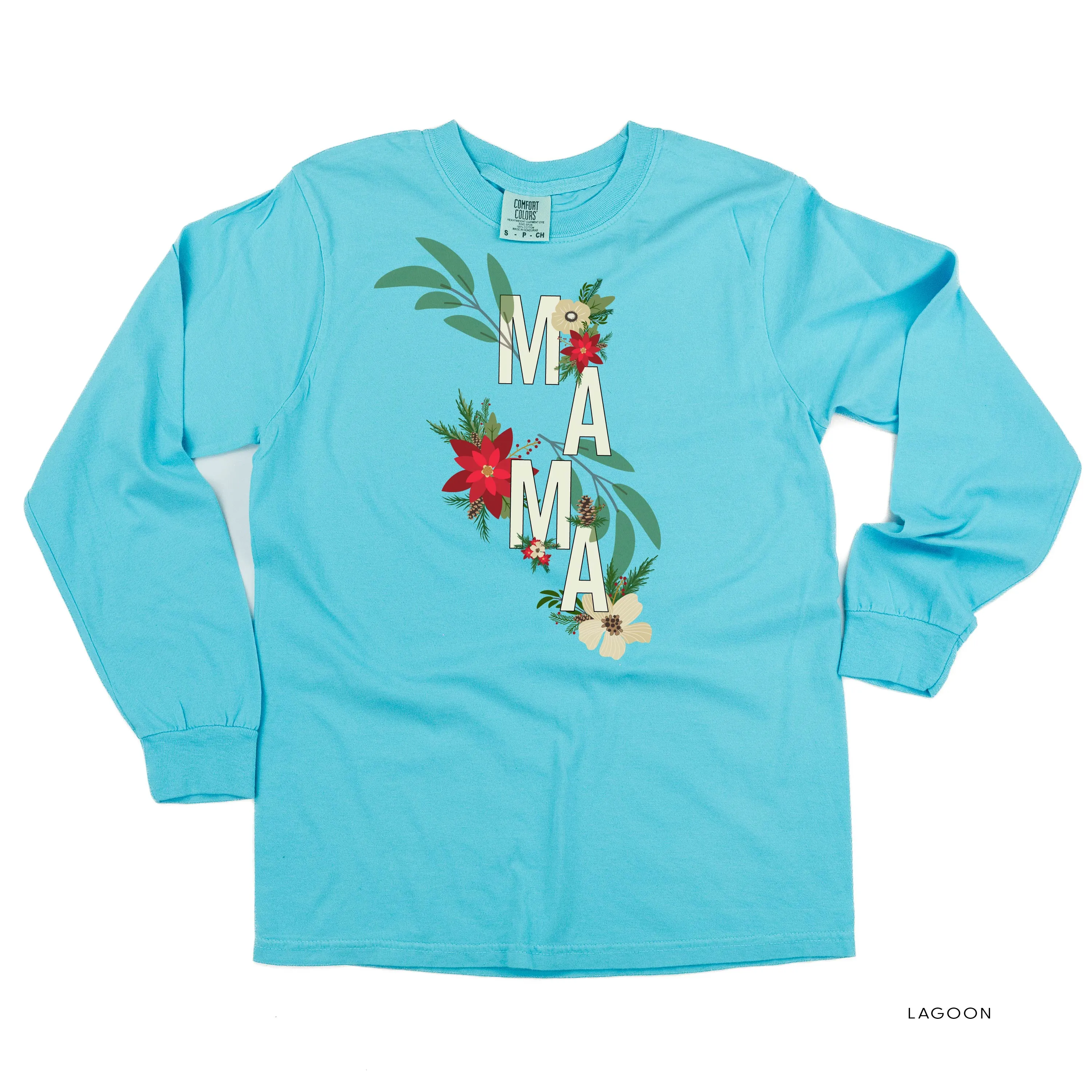 Christmas Floral Mama - LONG SLEEVE Comfort Colors Tee