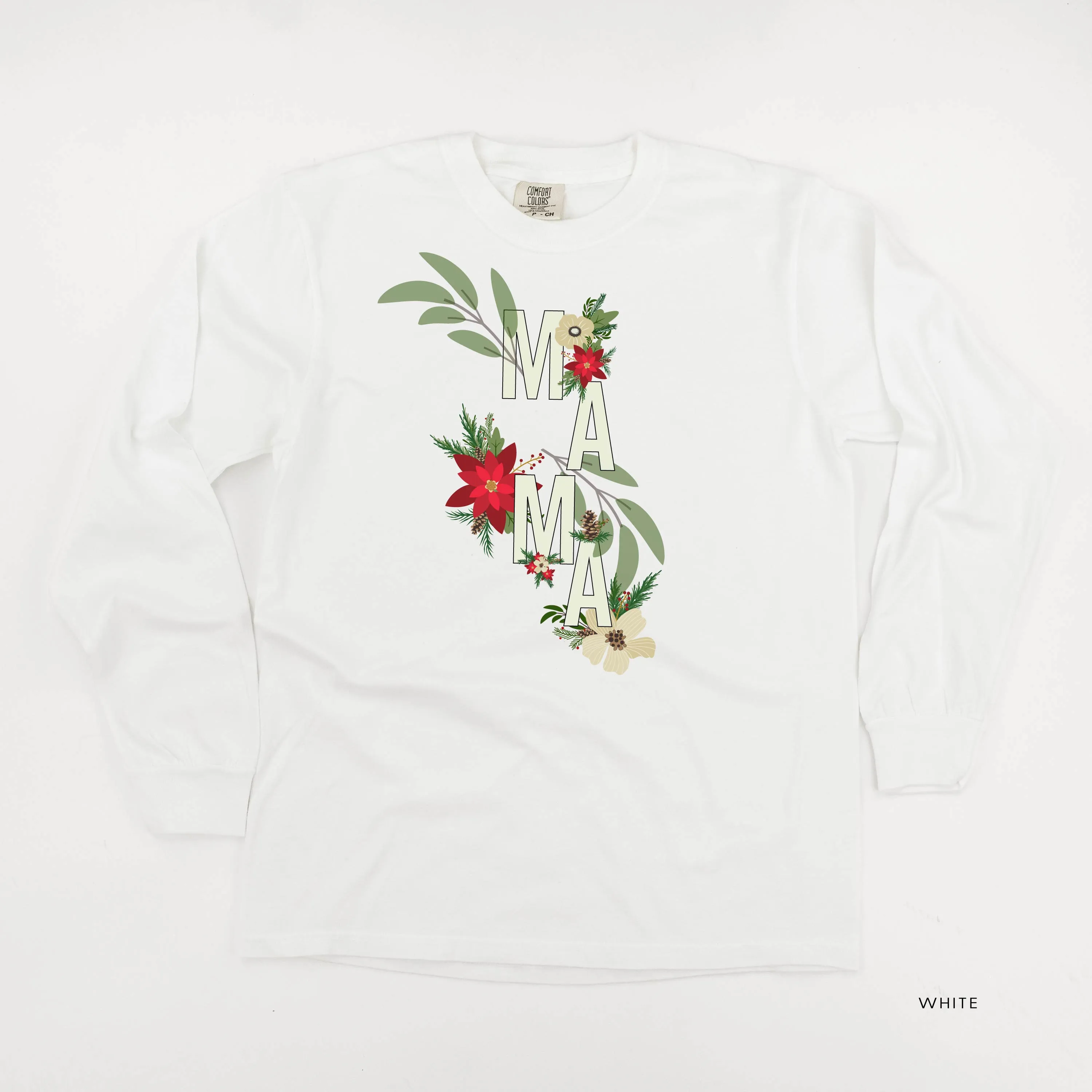 Christmas Floral Mama - LONG SLEEVE Comfort Colors Tee