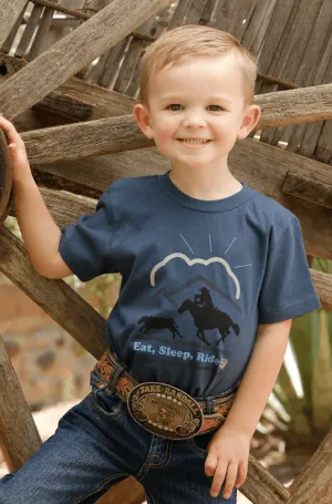 Cinch Boy's Toddler "Eat, Sleep, Ride" Blue Logo Graphic Tee MTT7671080