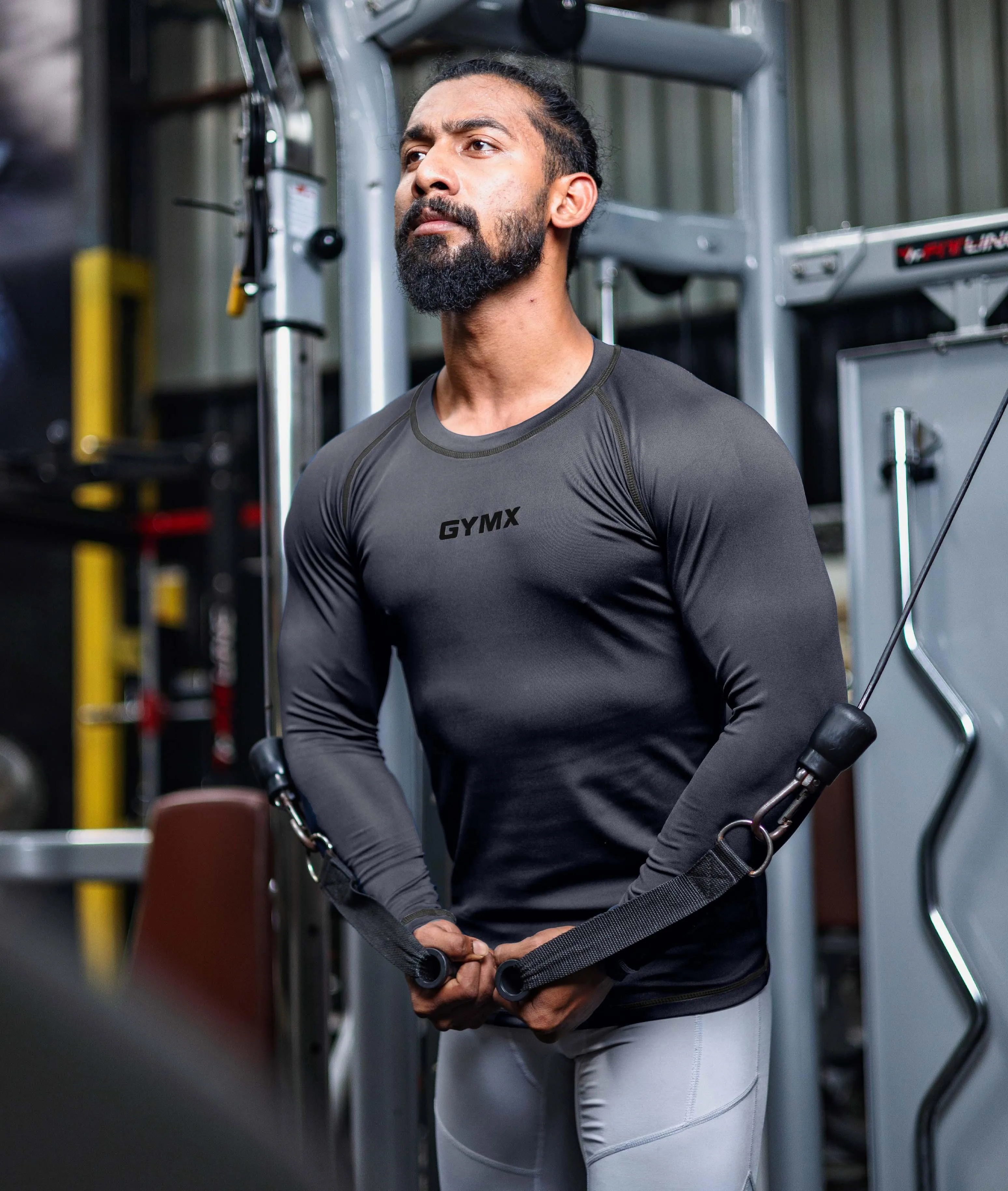 Compression GymX Full Sleeve Tee: Carbon Grey