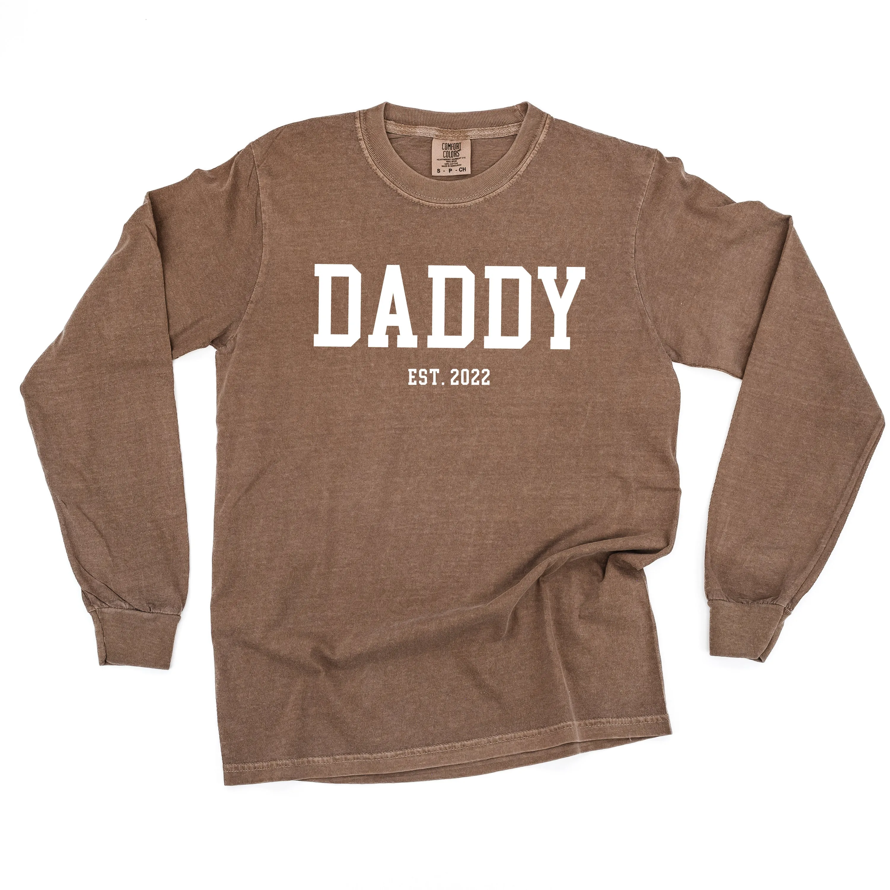 DADDY - EST. (Select Your Year) - LONG SLEEVE COMFORT COLORS TEE