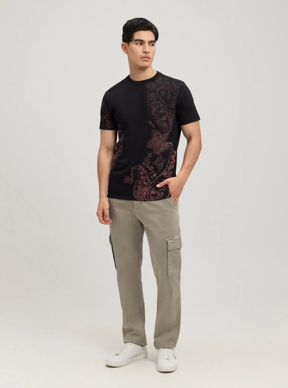 Eco Black Faded Paisley T-Shirt