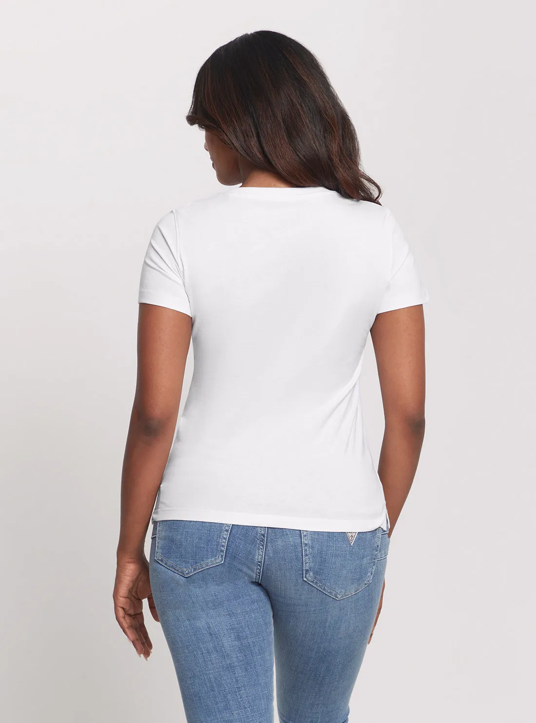 Eco White Sequins Logo T-Shirt