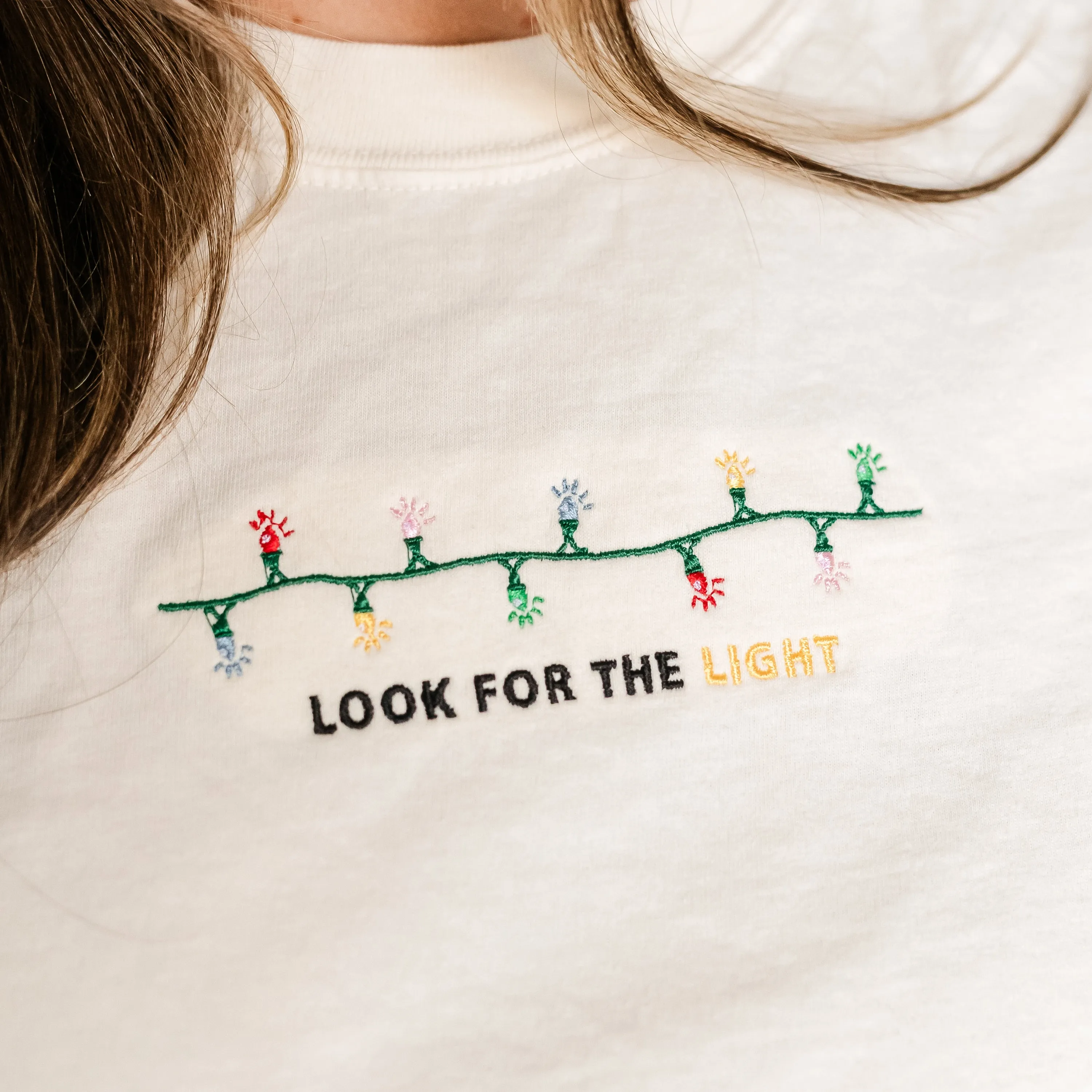 Embroidered Look For The Light - LONG SLEEVE Comfort Colors Tee