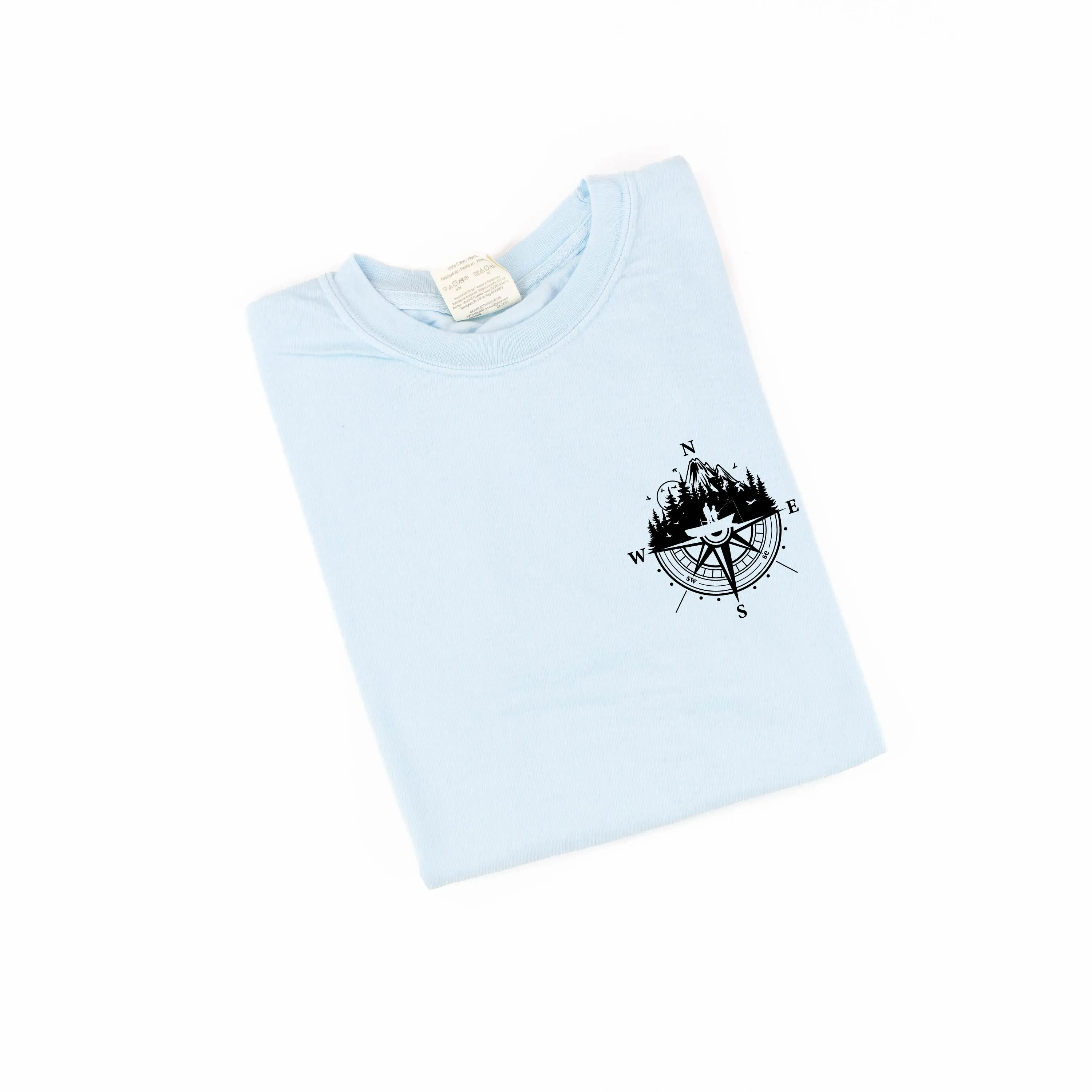 Fishing Compass Pocket Design on Front w/ Fishing Scene on Back - SHORT SLEEVE COMFORT COLORS TEE