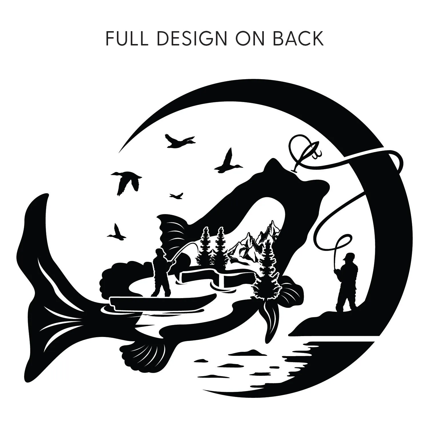 Fishing Compass Pocket Design on Front w/ Fishing Scene on Back - SHORT SLEEVE COMFORT COLORS TEE