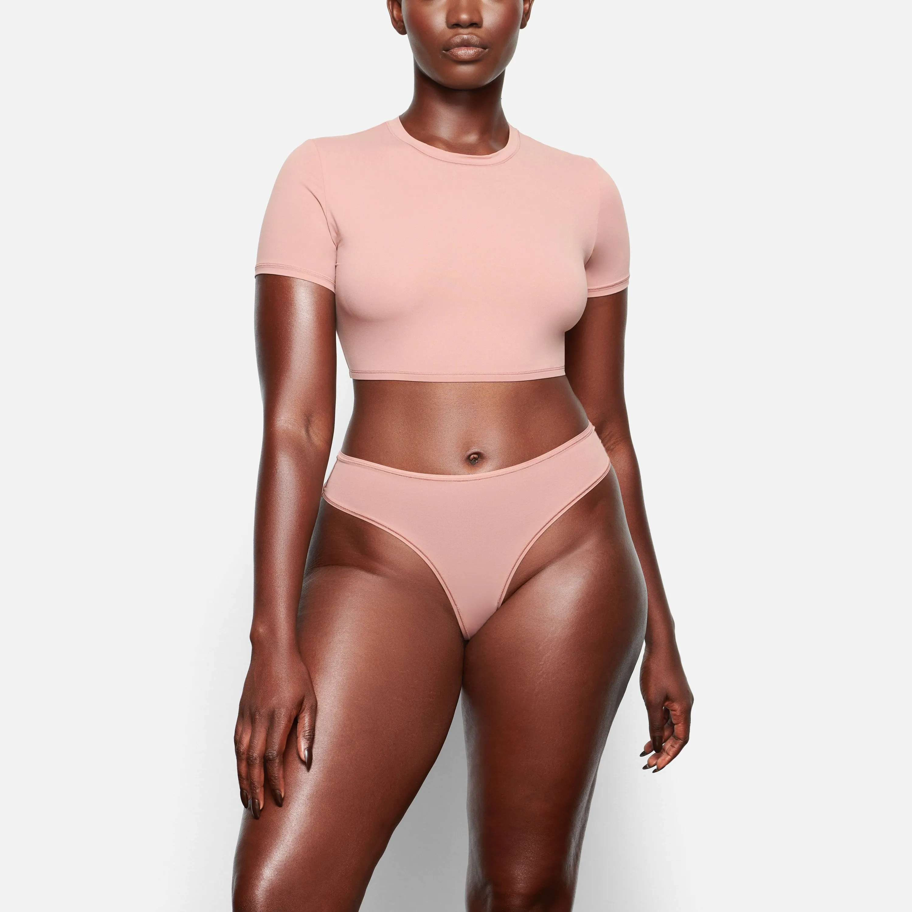 FITS EVERYBODY SUPER CROPPED T-SHIRT | ROSE CLAY