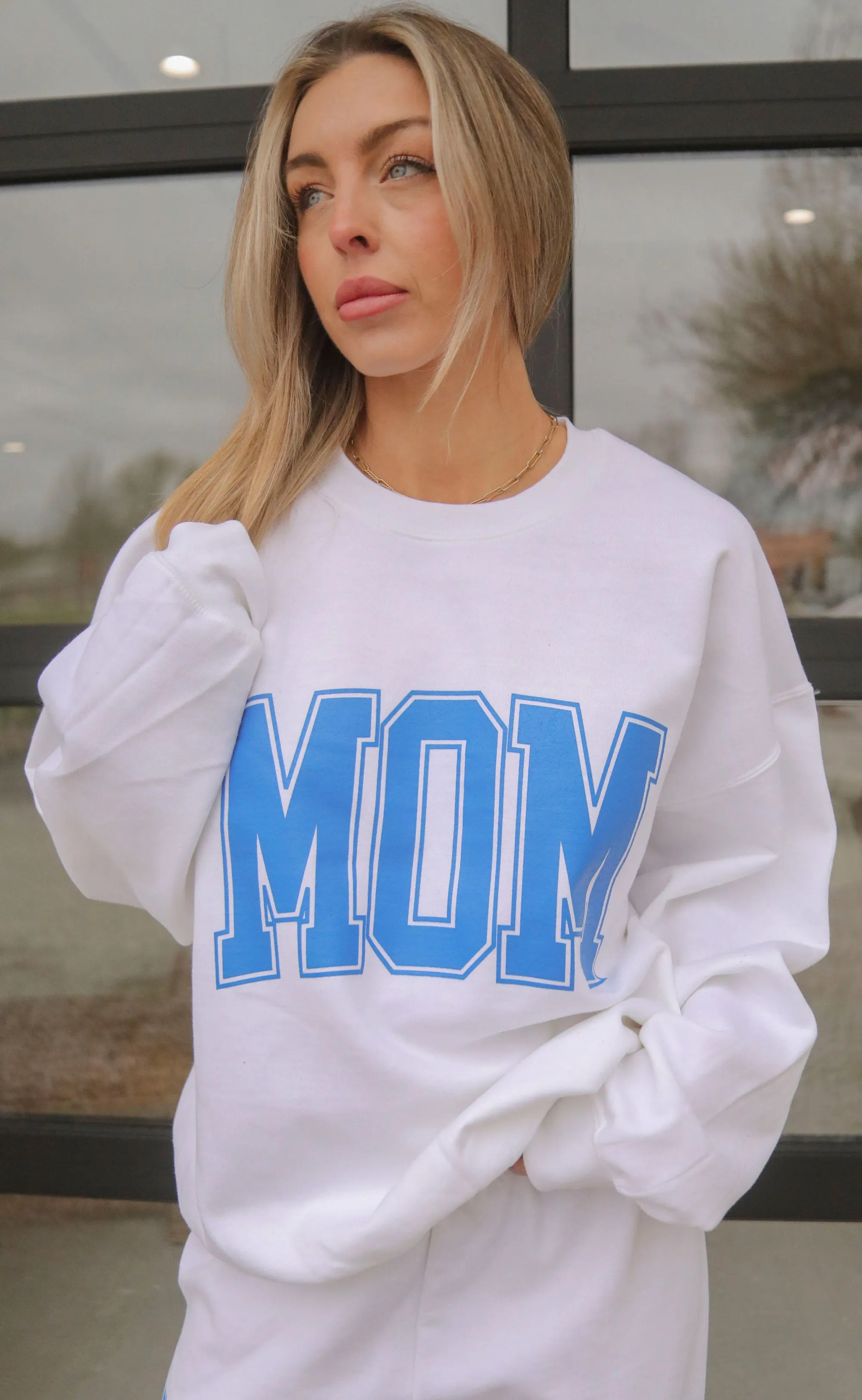 friday   saturday: mom sweatshirt - blue