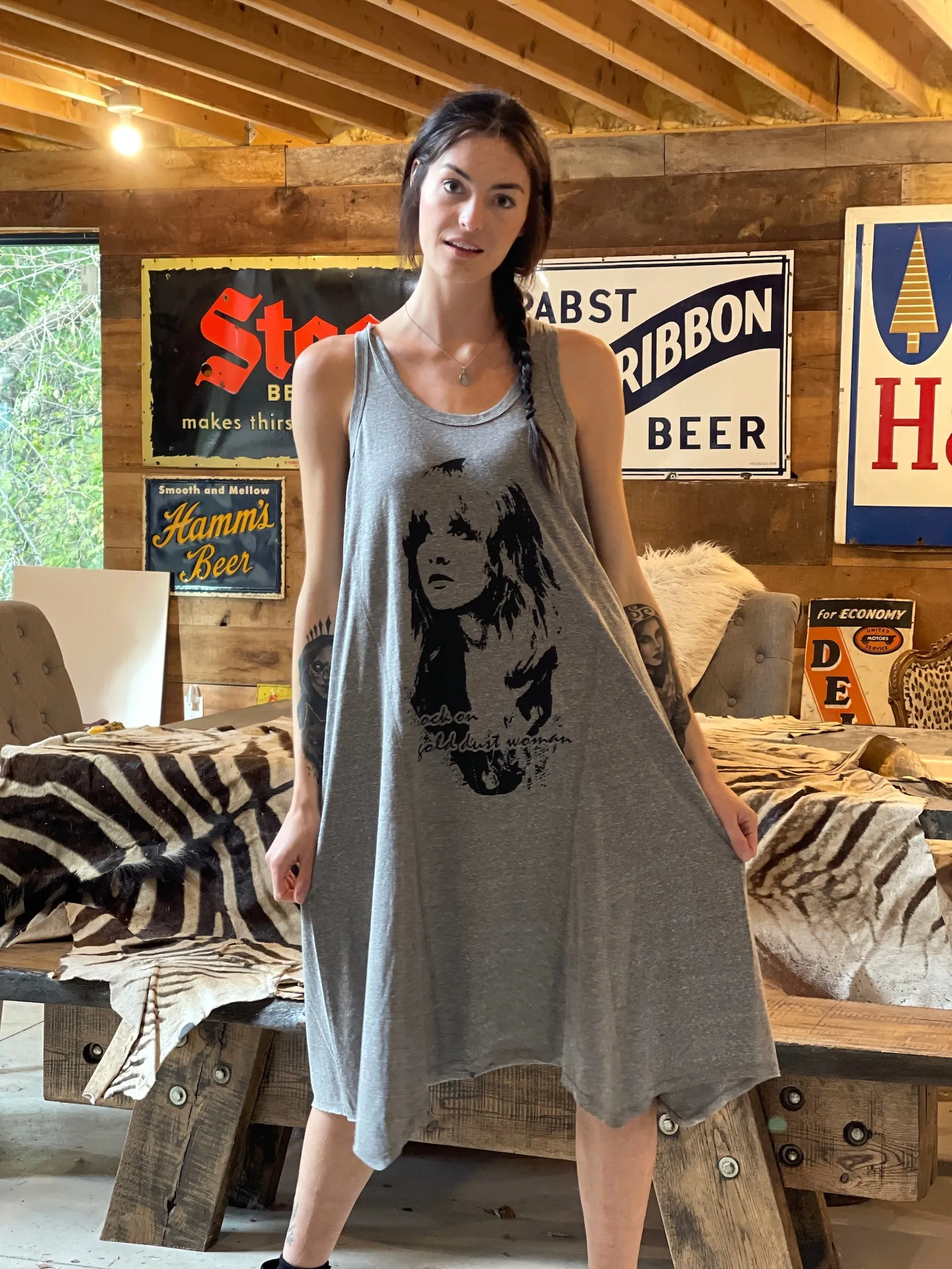 GOLD DUST WOMAN layering tank dress- Heather Grey