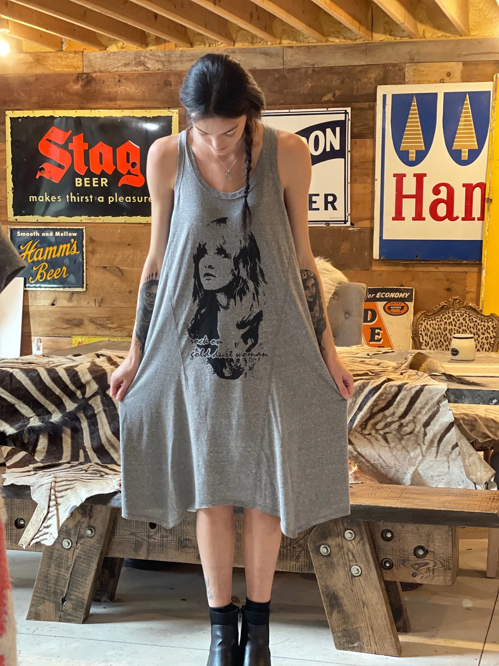 GOLD DUST WOMAN layering tank dress- Heather Grey