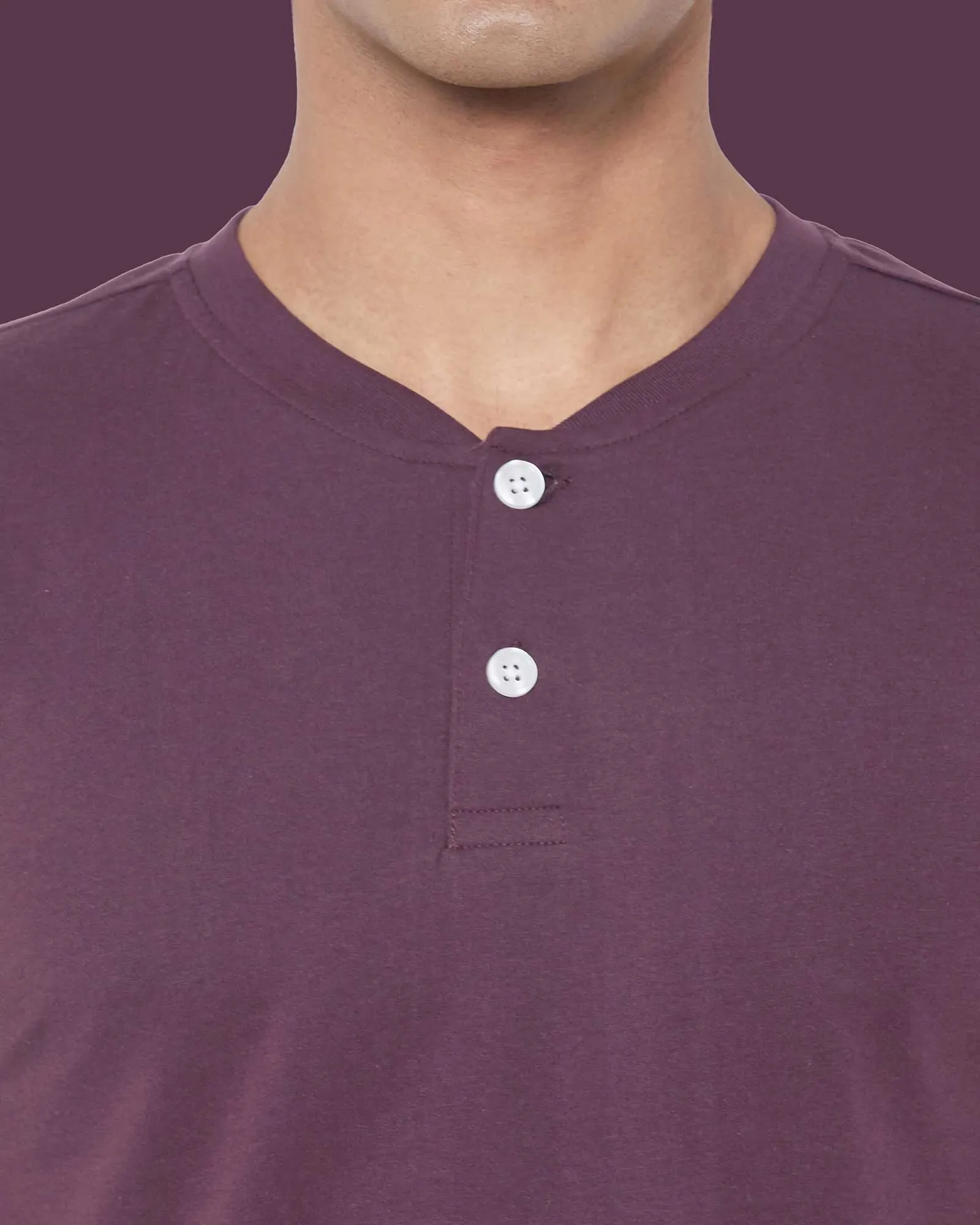 Half Sleeves Henley: Wine