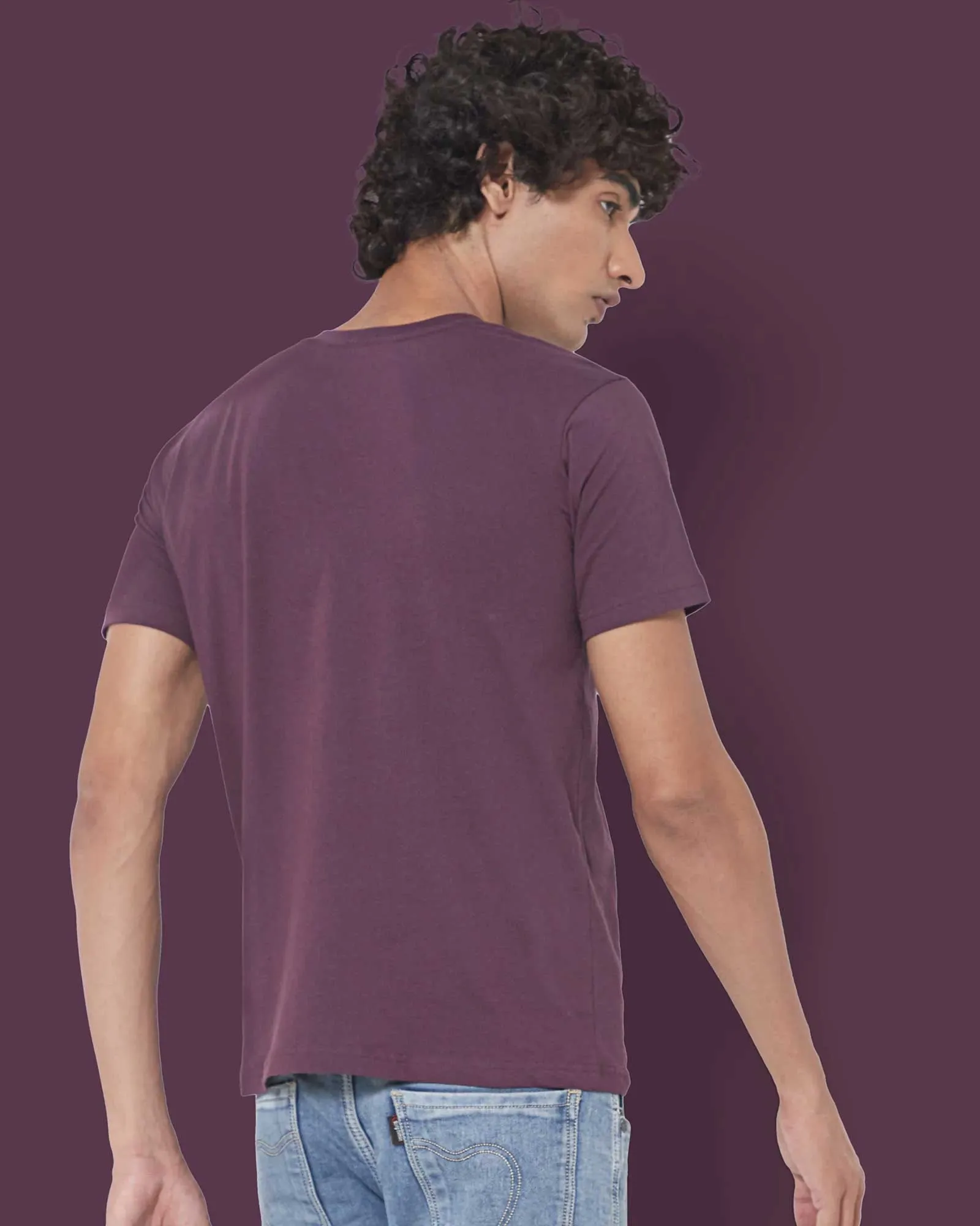 Half Sleeves Henley: Wine