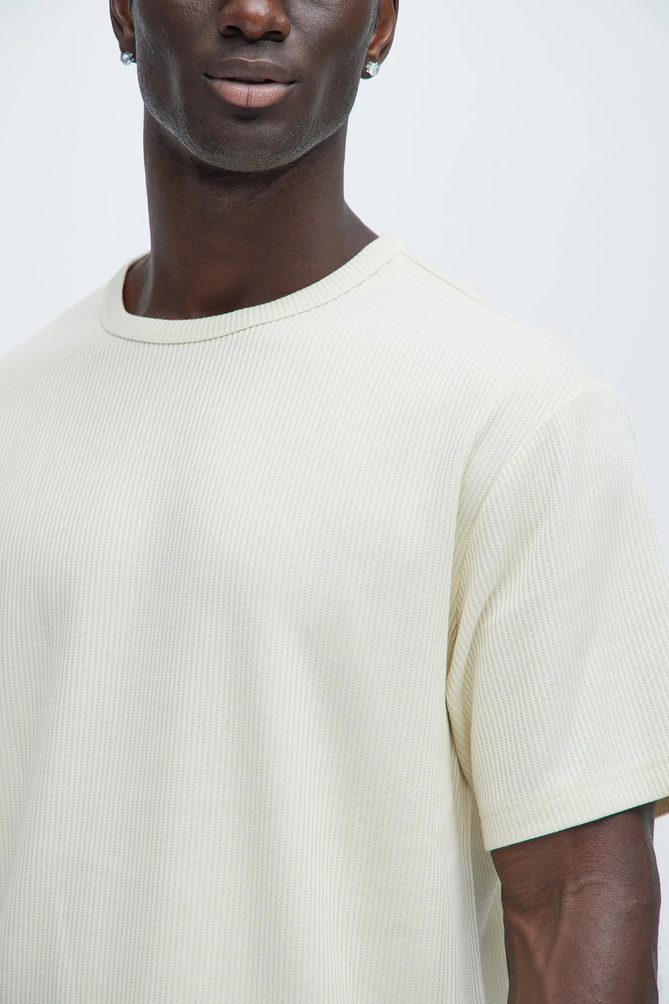 Kalel Textured Relaxed Short Sleeve Tee - Off White