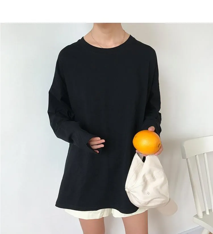 [Korean Style] Jelly Solid Color Basic Long Sleeve Tee