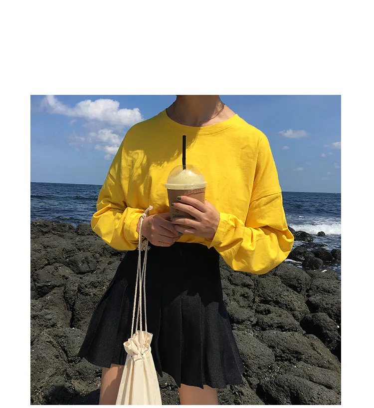 [Korean Style] Jelly Solid Color Basic Long Sleeve Tee