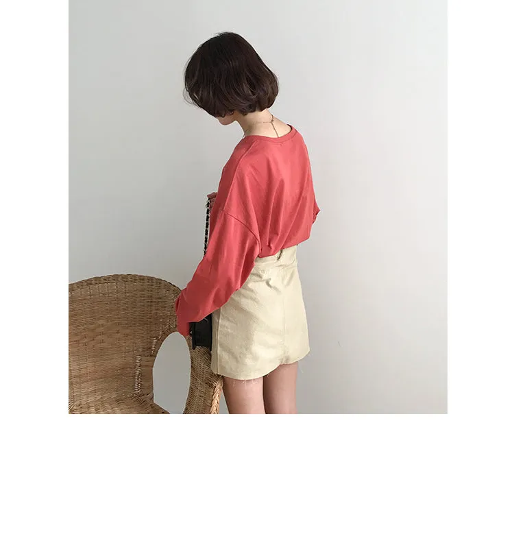 [Korean Style] Jelly Solid Color Basic Long Sleeve Tee