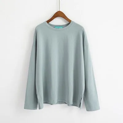 [Korean Style] Jelly Solid Color Basic Long Sleeve Tee