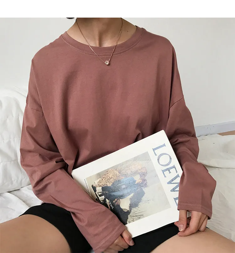 [Korean Style] Jelly Solid Color Basic Long Sleeve Tee