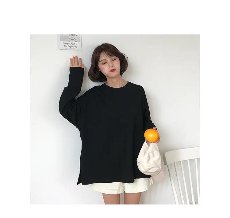 [Korean Style] Jelly Solid Color Basic Long Sleeve Tee