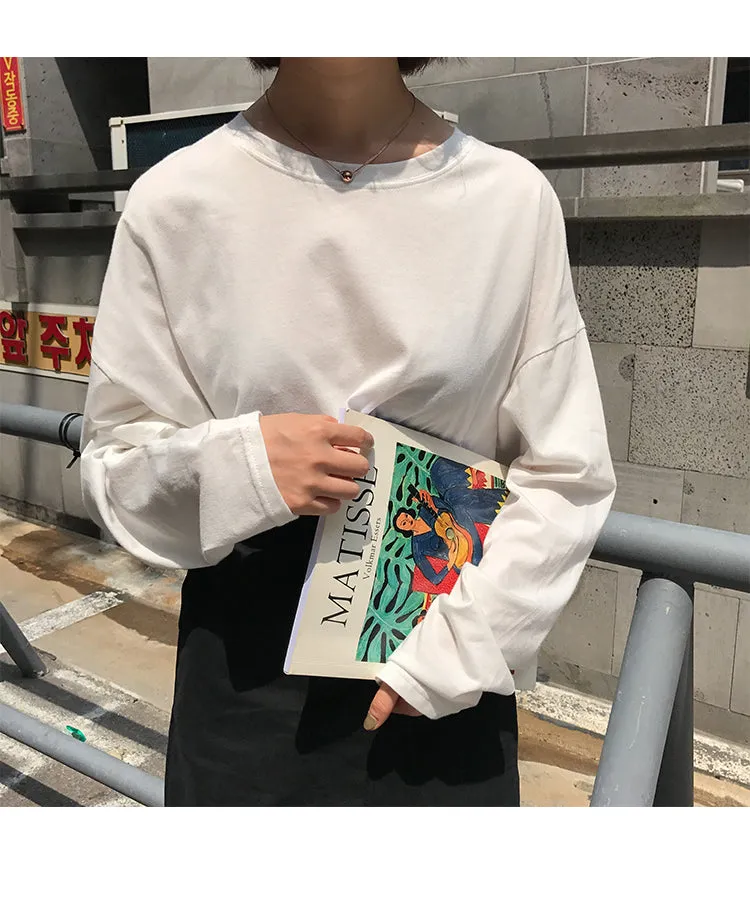 [Korean Style] Jelly Solid Color Basic Long Sleeve Tee