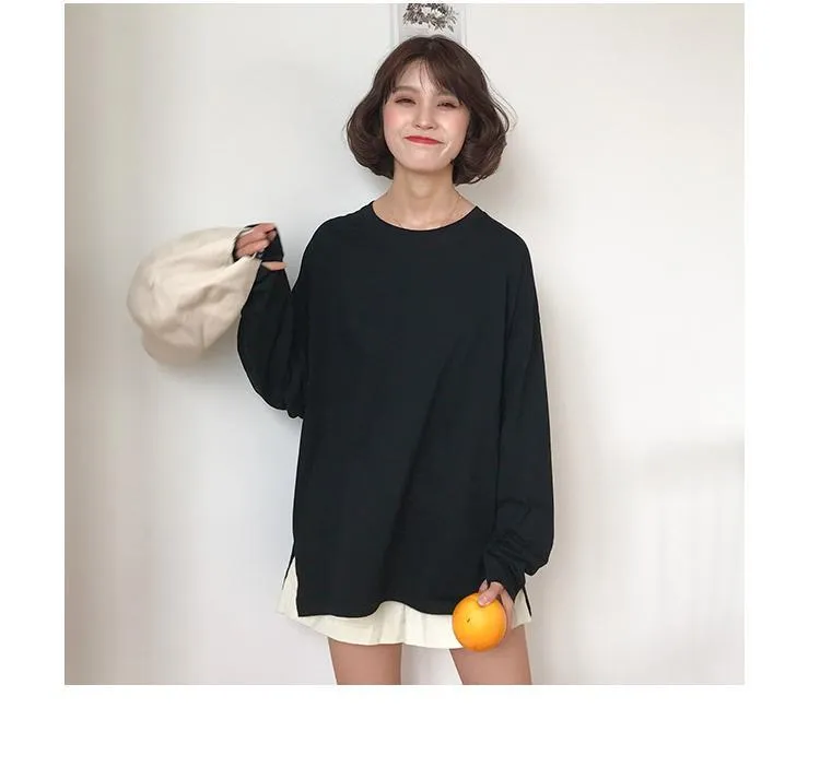 [Korean Style] Jelly Solid Color Basic Long Sleeve Tee