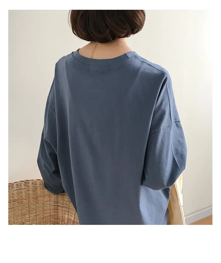 [Korean Style] Jelly Solid Color Basic Long Sleeve Tee