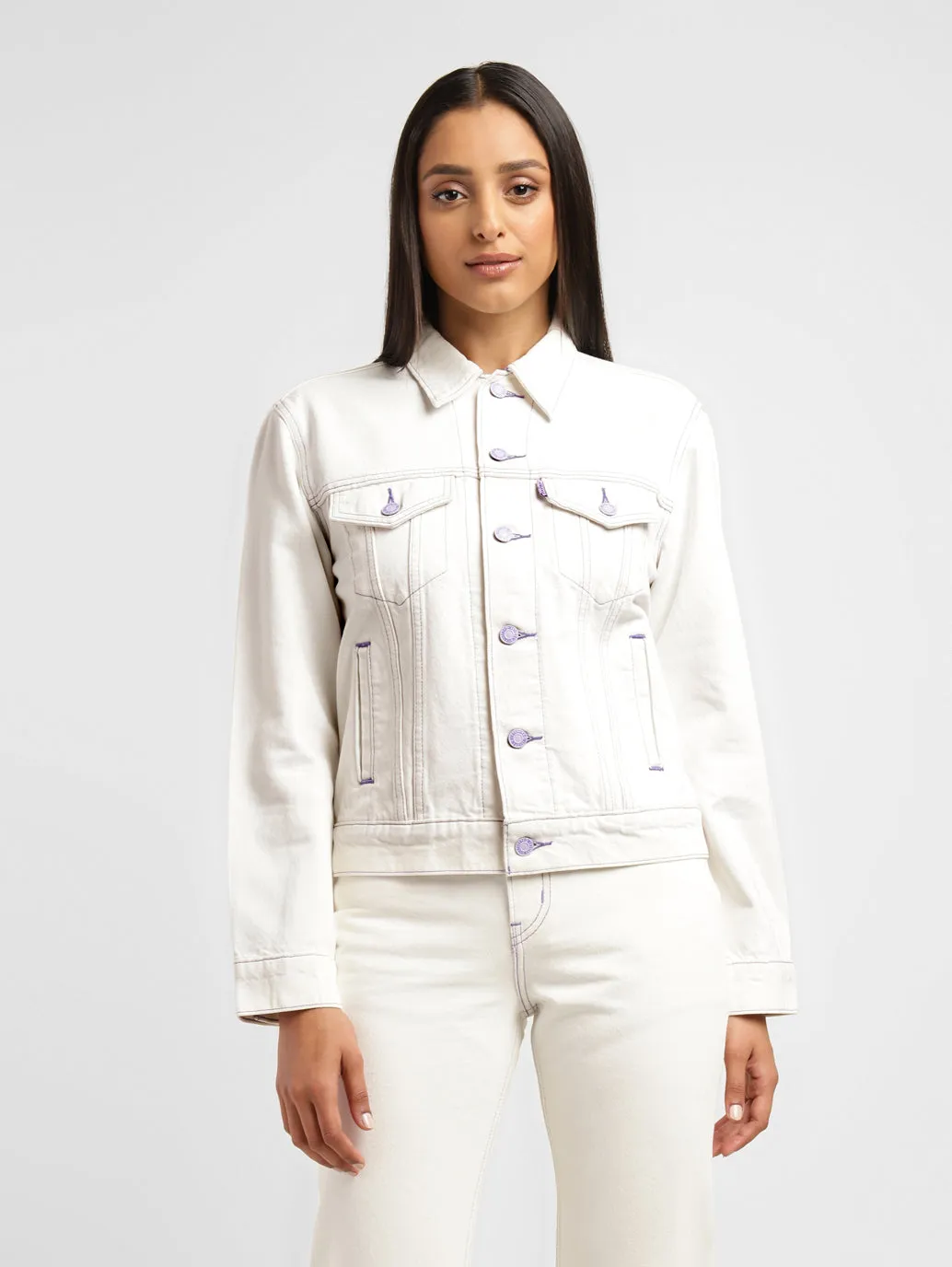 Levi's x Deepika Padukone Solid White Shirt Collar Denim Jacket