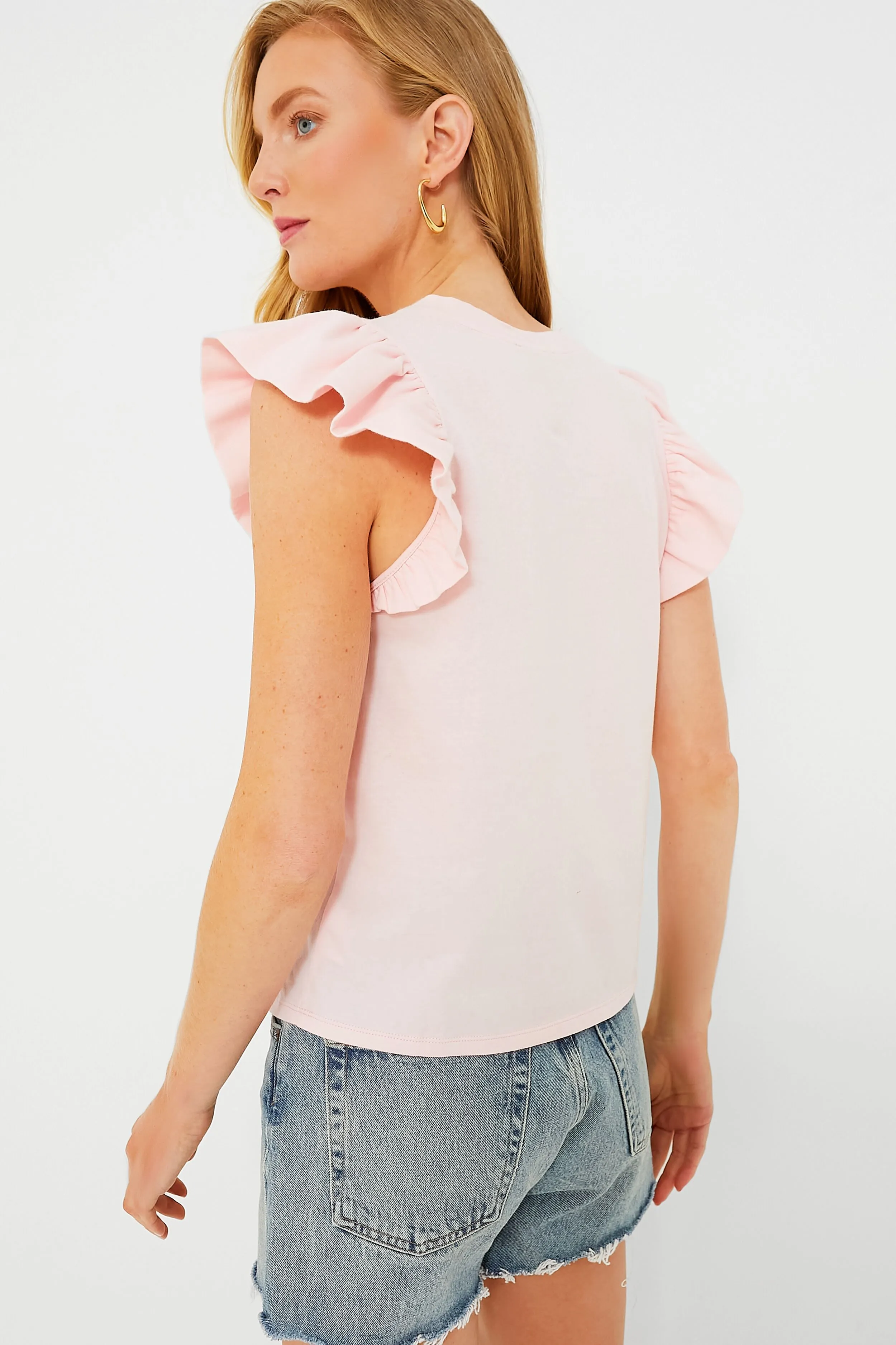 Light Pink Kaia Flutter Sleeve Tee