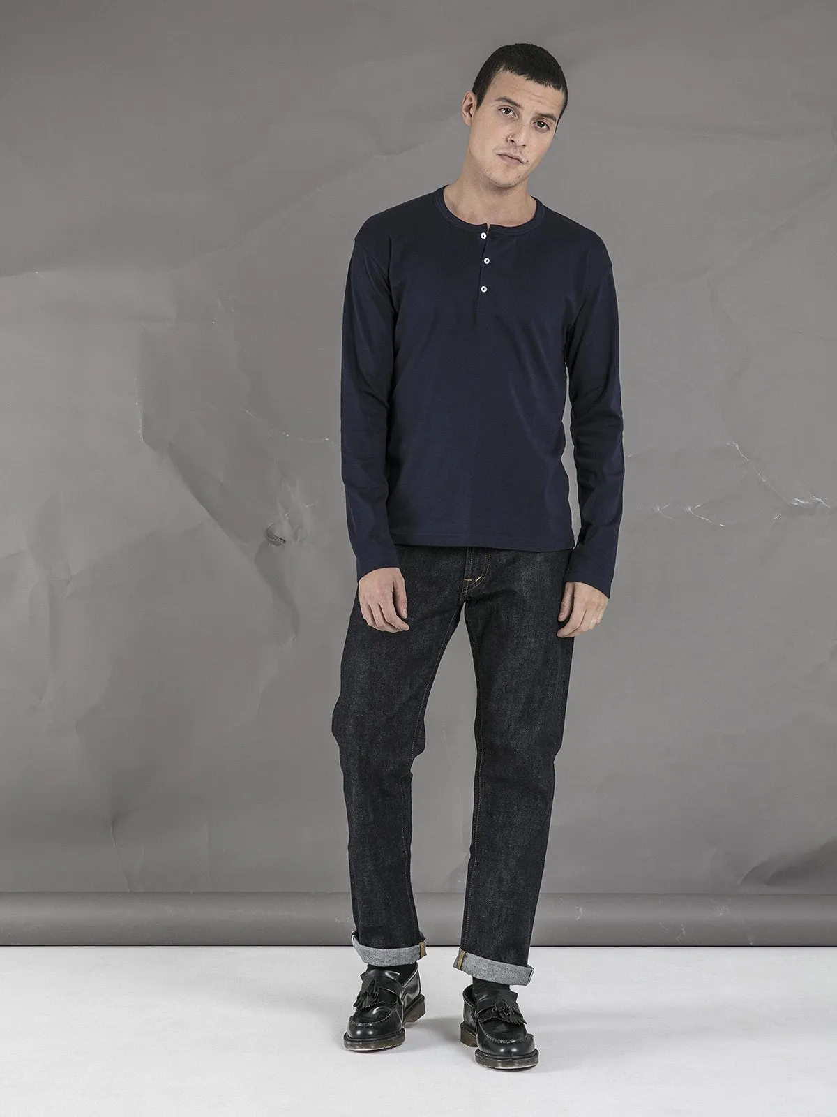 Long Sleeve Henley - Navy