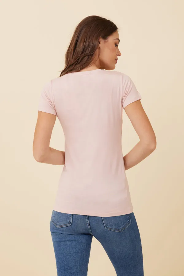 Majestic Soft Touch Short Sleeve Crewneck in Chamallow