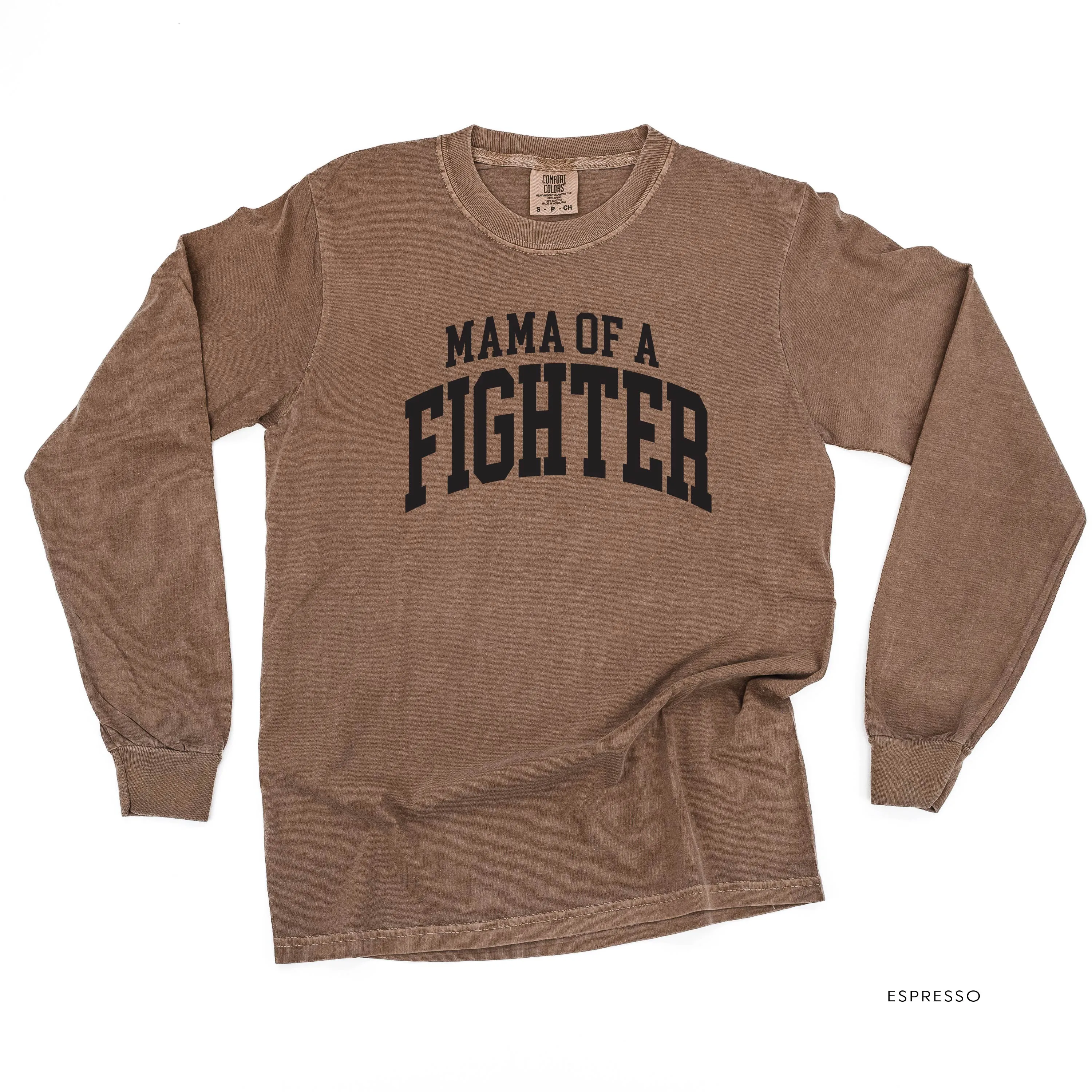 Mama of a Fighter - Varsity - LONG SLEEVE COMFORT COLORS TEE