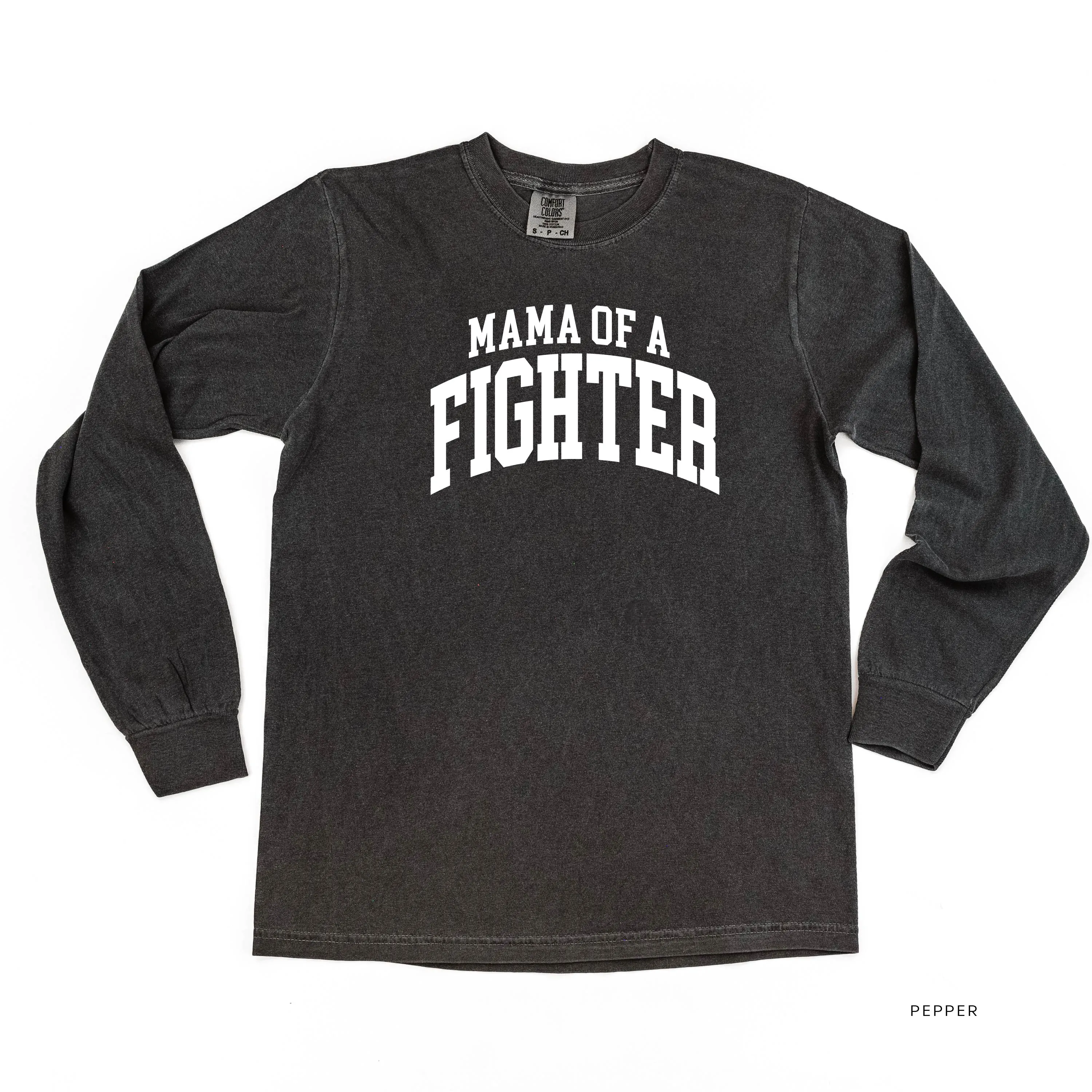 Mama of a Fighter - Varsity - LONG SLEEVE COMFORT COLORS TEE