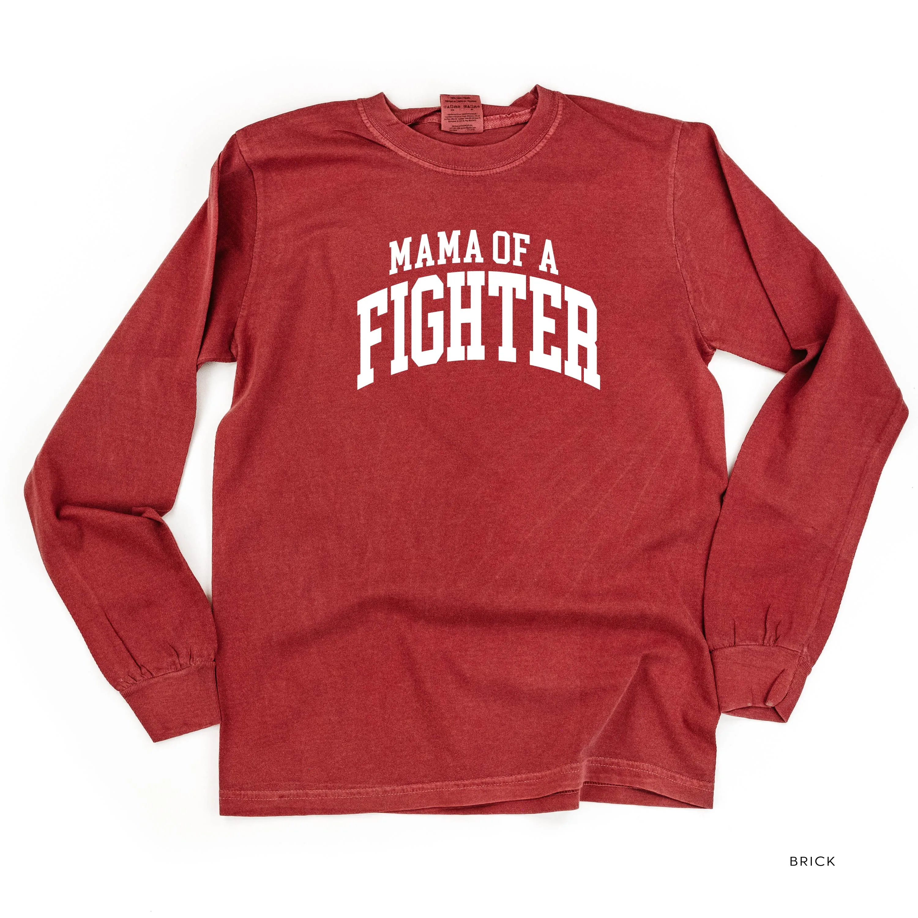 Mama of a Fighter - Varsity - LONG SLEEVE COMFORT COLORS TEE