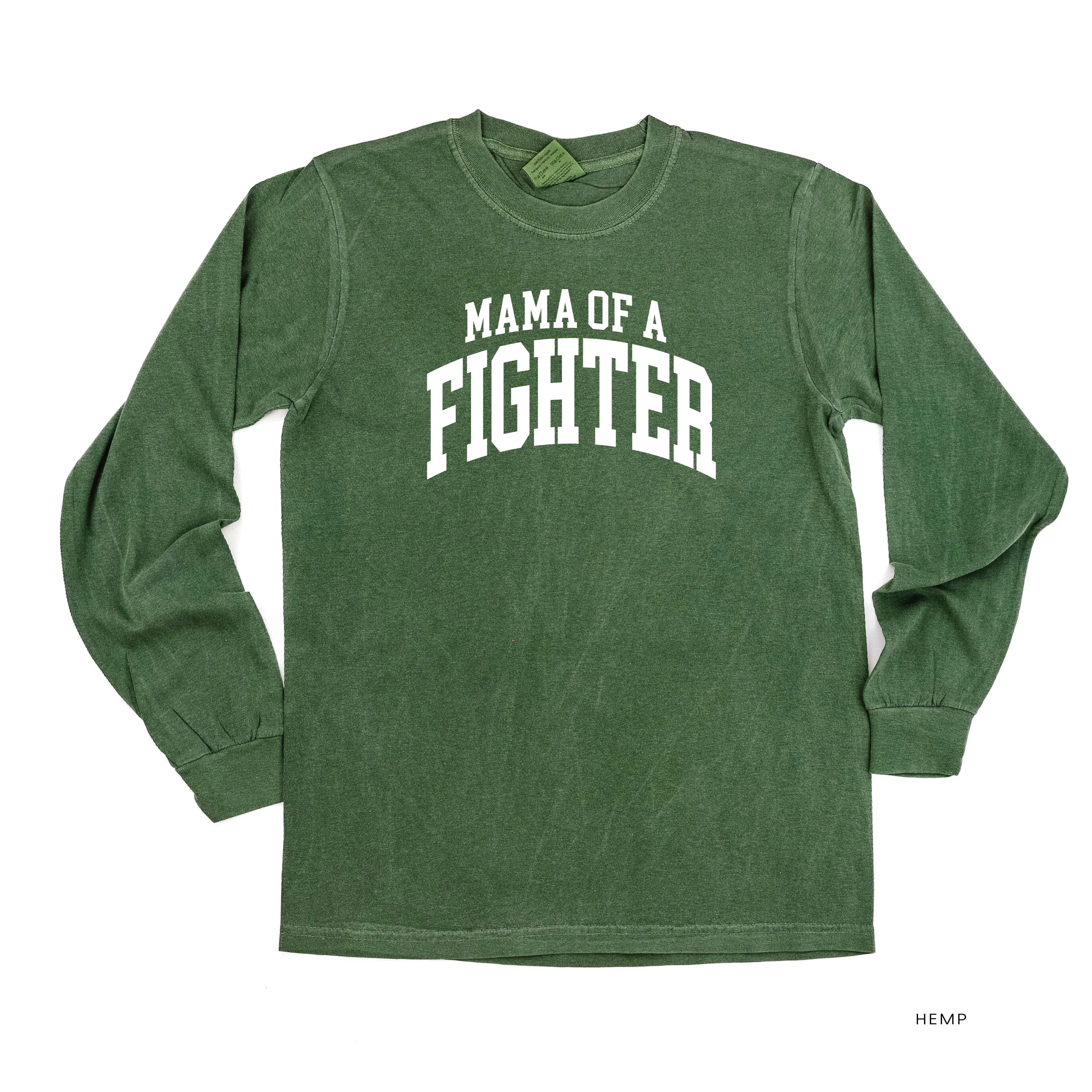 Mama of a Fighter - Varsity - LONG SLEEVE COMFORT COLORS TEE