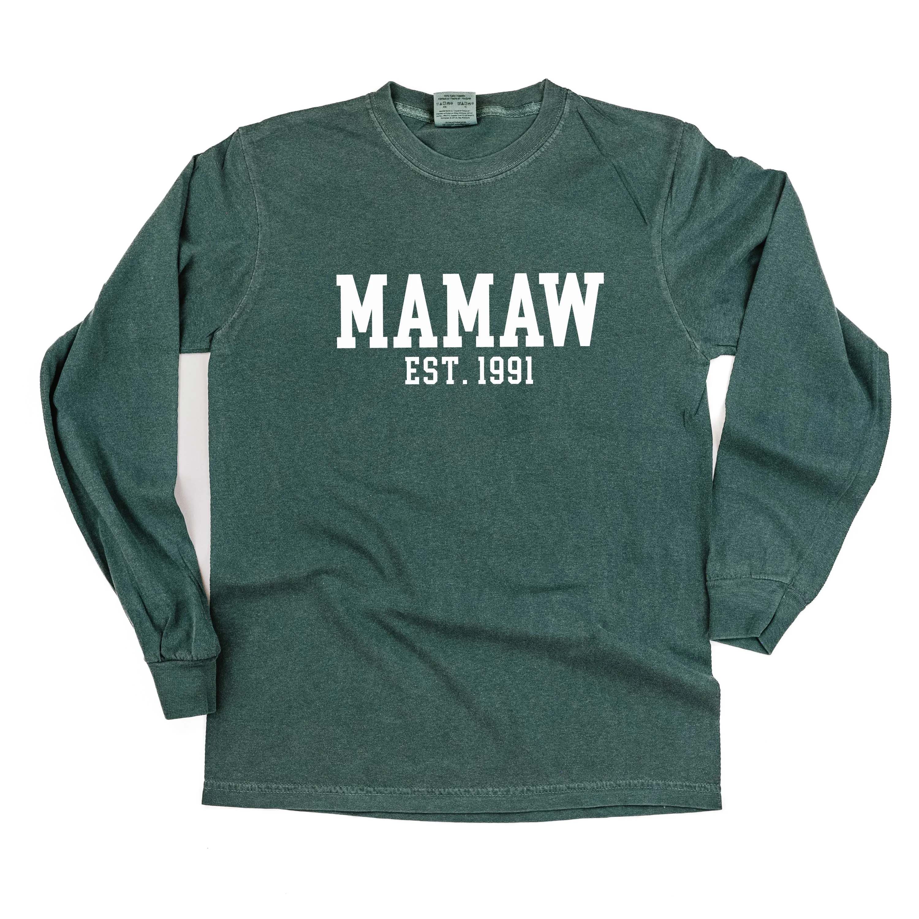 Mamaw - EST. (Select Your Year) - LONG SLEEVE COMFORT COLORS TEE