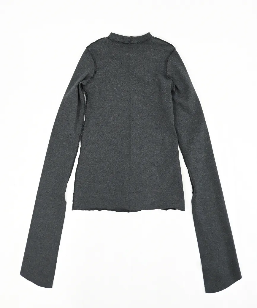 MAX'S Long sleeve grey rib shirt