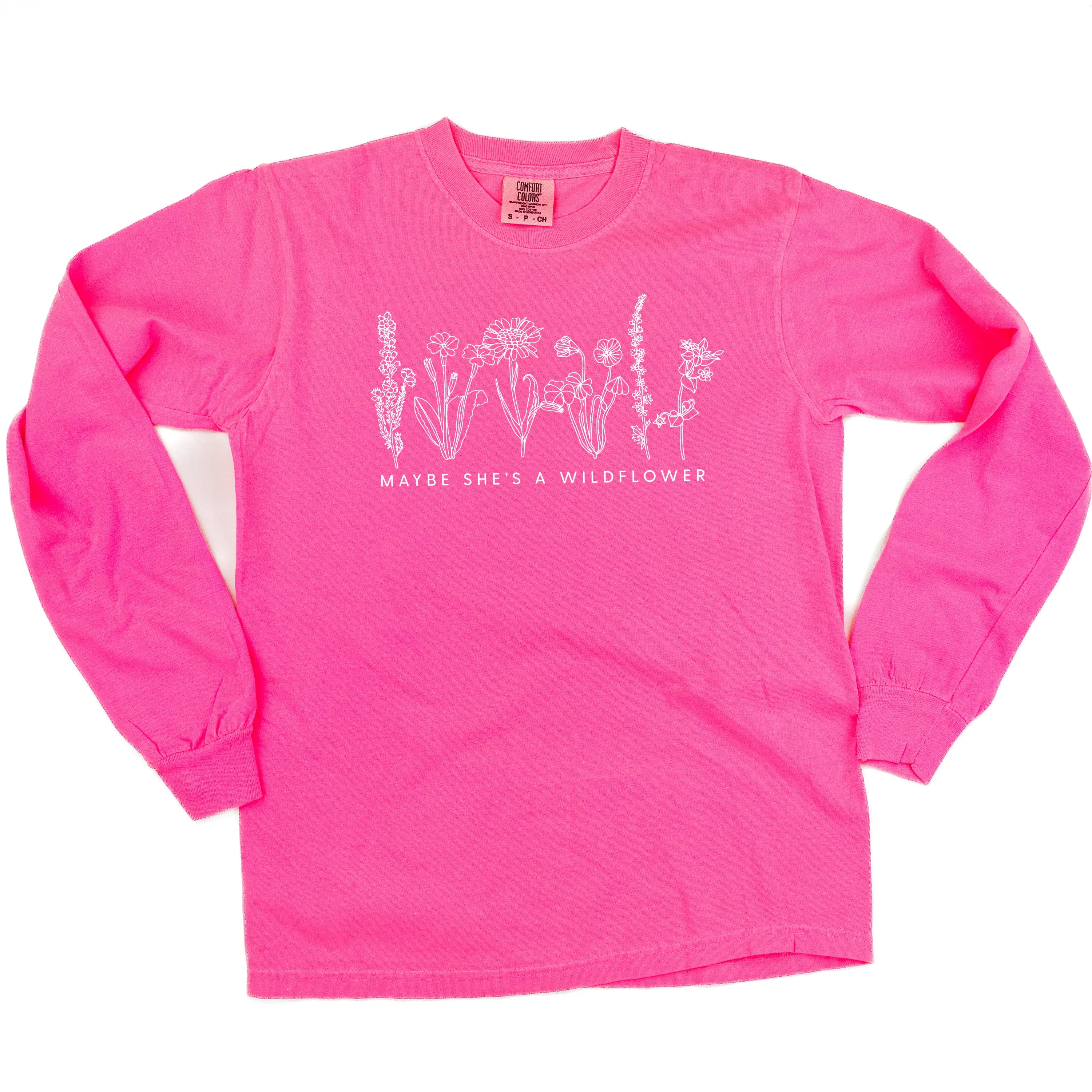 Maybe She's A Wildflower - LONG SLEEVE COMFORT COLORS TEE