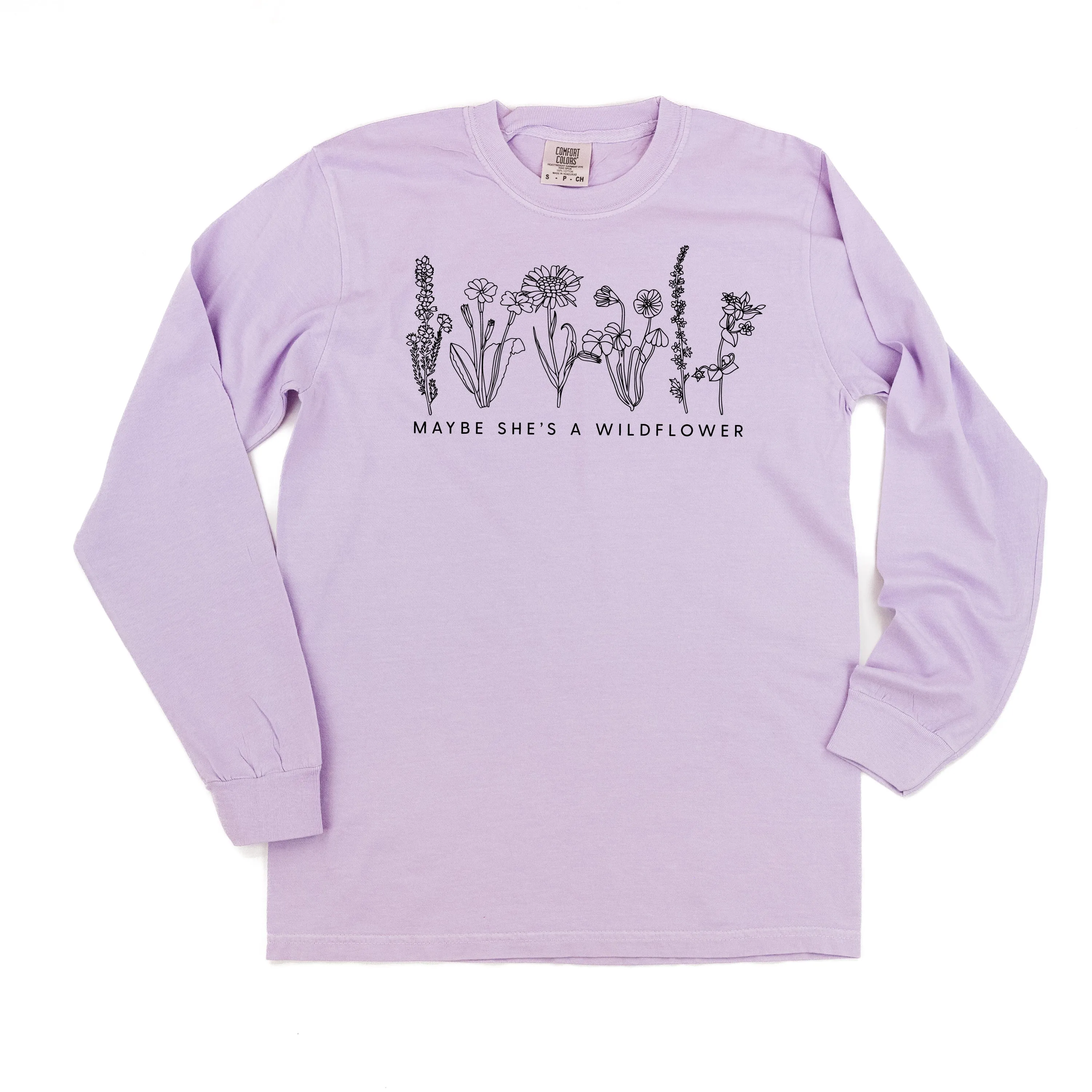 Maybe She's A Wildflower - LONG SLEEVE COMFORT COLORS TEE