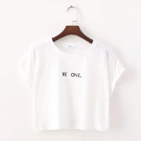 Me One Print Harajuku Style Crop Top Shirt